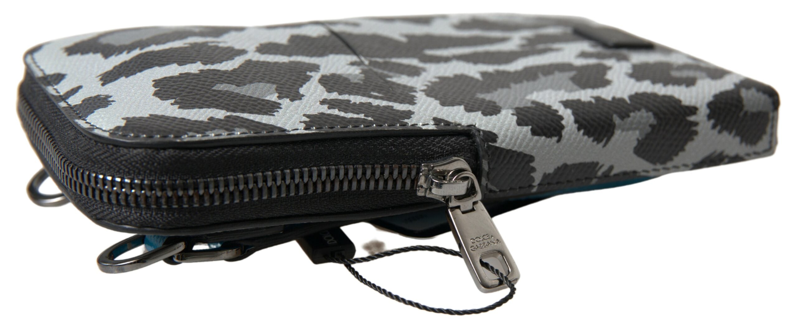 Dolce & Gabbana Gray Leopard Leather Men Purse Crossbody Sling Phone Bag - Lusso Punto