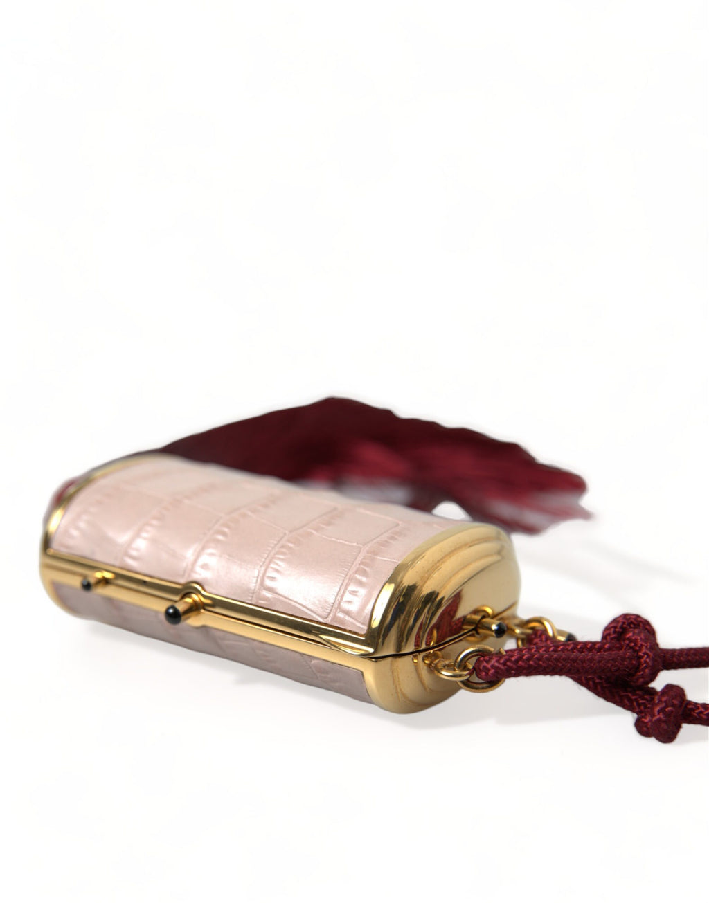 Dolce & Gabbana Pink Exotic Leather Mini Mirror Tassel Makeup Bag - Lusso Punto