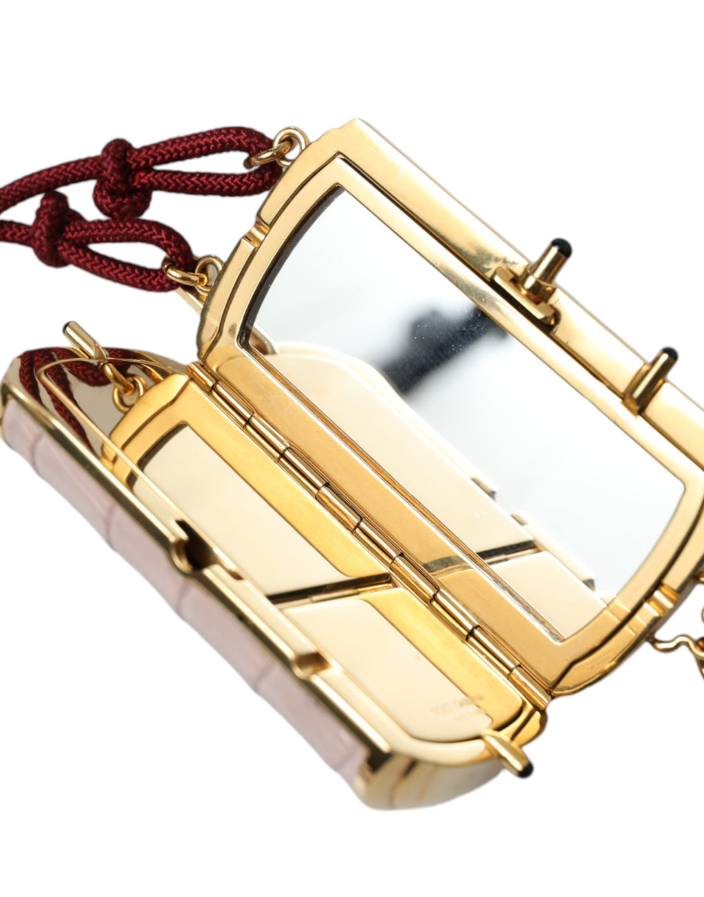 Dolce & Gabbana Pink Exotic Leather Mini Mirror Tassel Makeup Bag - Lusso Punto