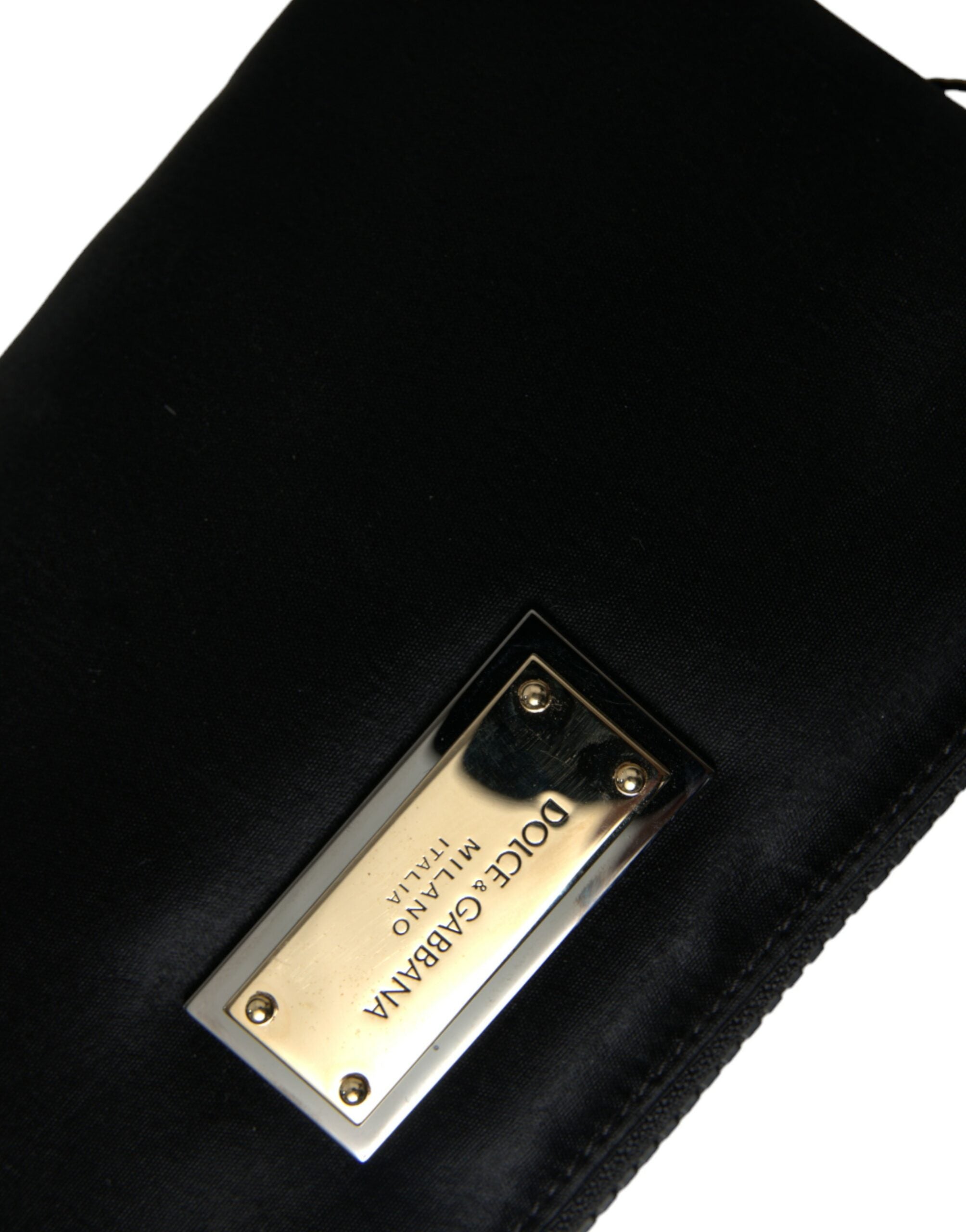 Dolce & Gabbana Black Nylon Logo Plaque Keyring Pouch Clutch Bag - Lusso Punto