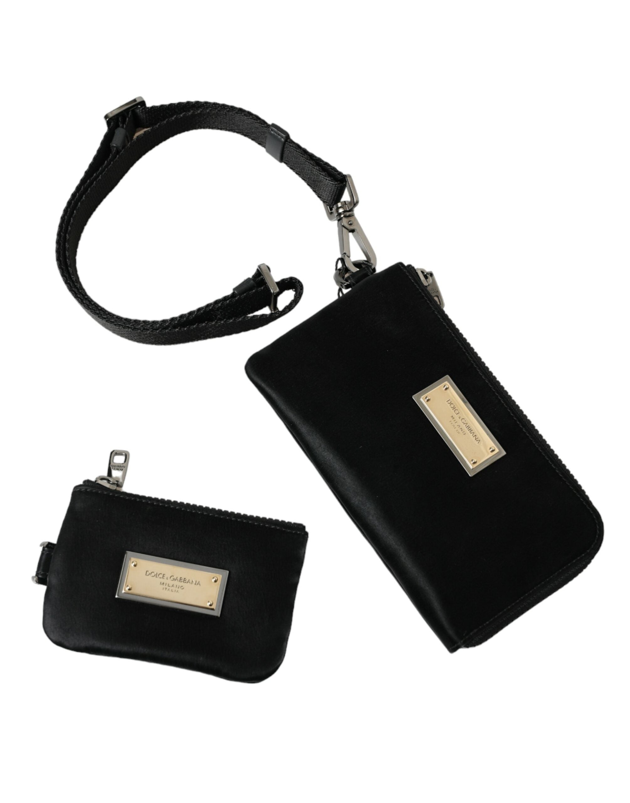 Dolce & Gabbana Black Nylon Logo Plaque Keyring Pouch Clutch Bag - Lusso Punto
