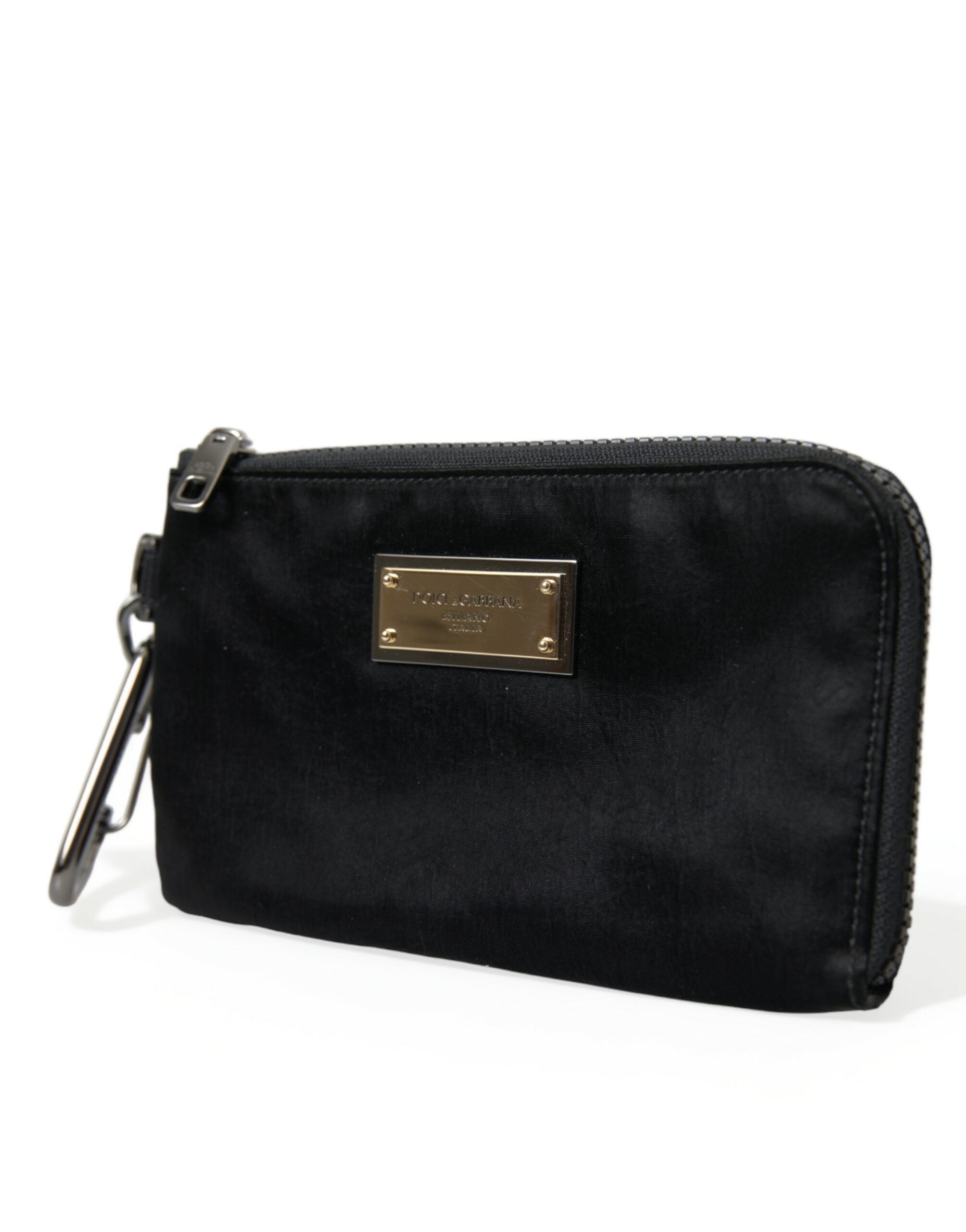 Dolce & Gabbana Black Nylon Logo Plaque Keyring Pouch Clutch Bags - Lusso Punto