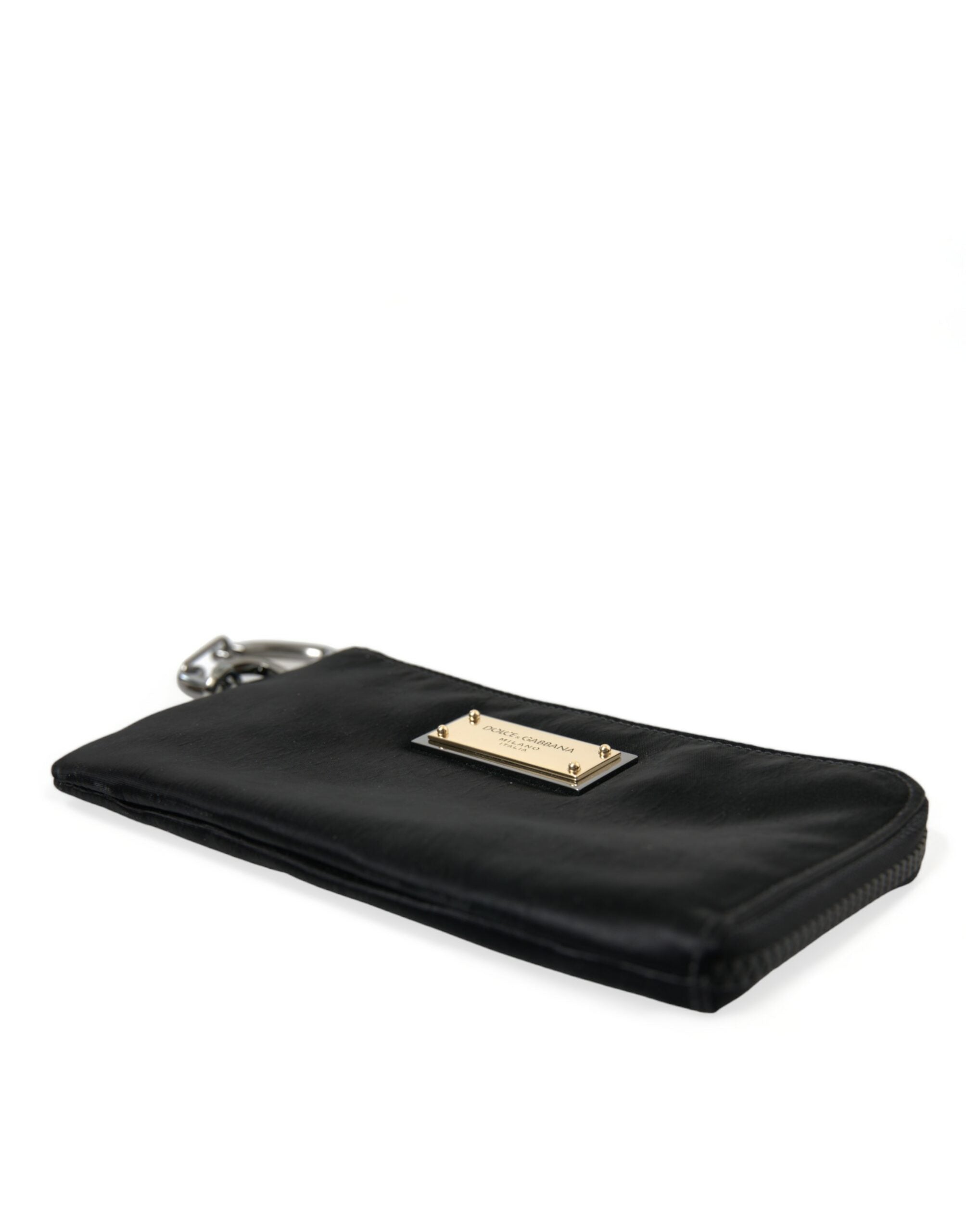 Dolce & Gabbana Black Nylon Logo Plaque Keyring Pouch Clutch Bags - Lusso Punto