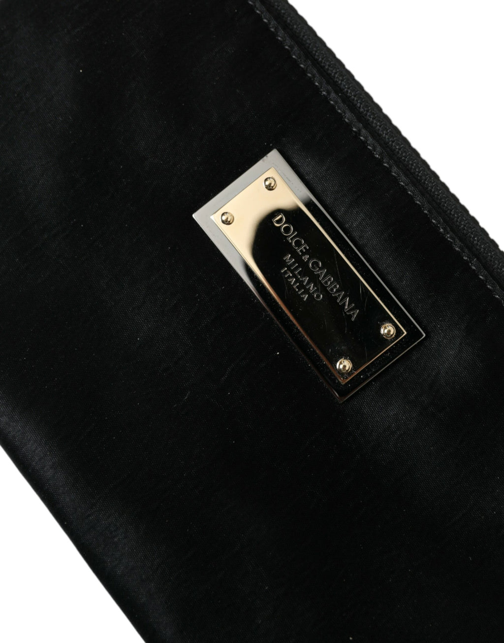 Dolce & Gabbana Black Nylon Logo Plaque Keyring Pouch Clutch Bags - Lusso Punto