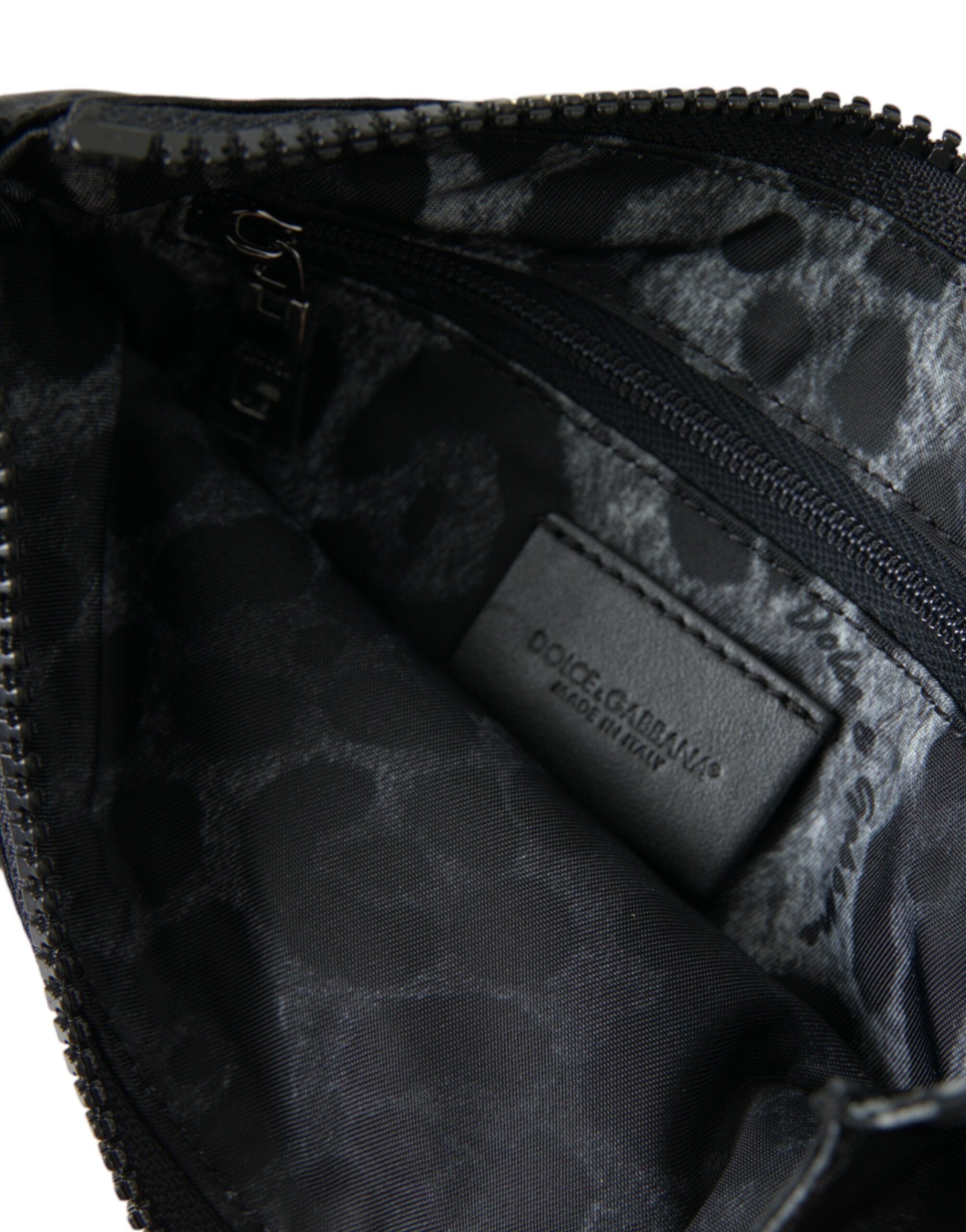 Dolce & Gabbana Black Nylon Logo Plaque Keyring Pouch Clutch Bags - Lusso Punto