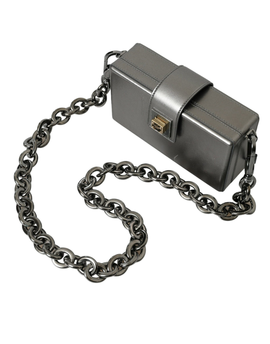 Dolce & Gabbana Metallic Gray Calfskin Leather DG BOX Shoulder Bag - Lusso Punto