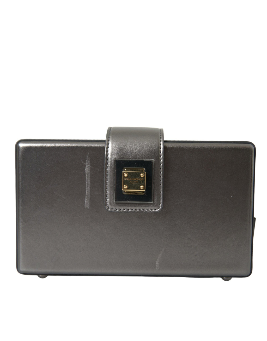 Dolce & Gabbana Metallic Gray Calfskin Leather DG BOX Shoulder Bag - Lusso Punto