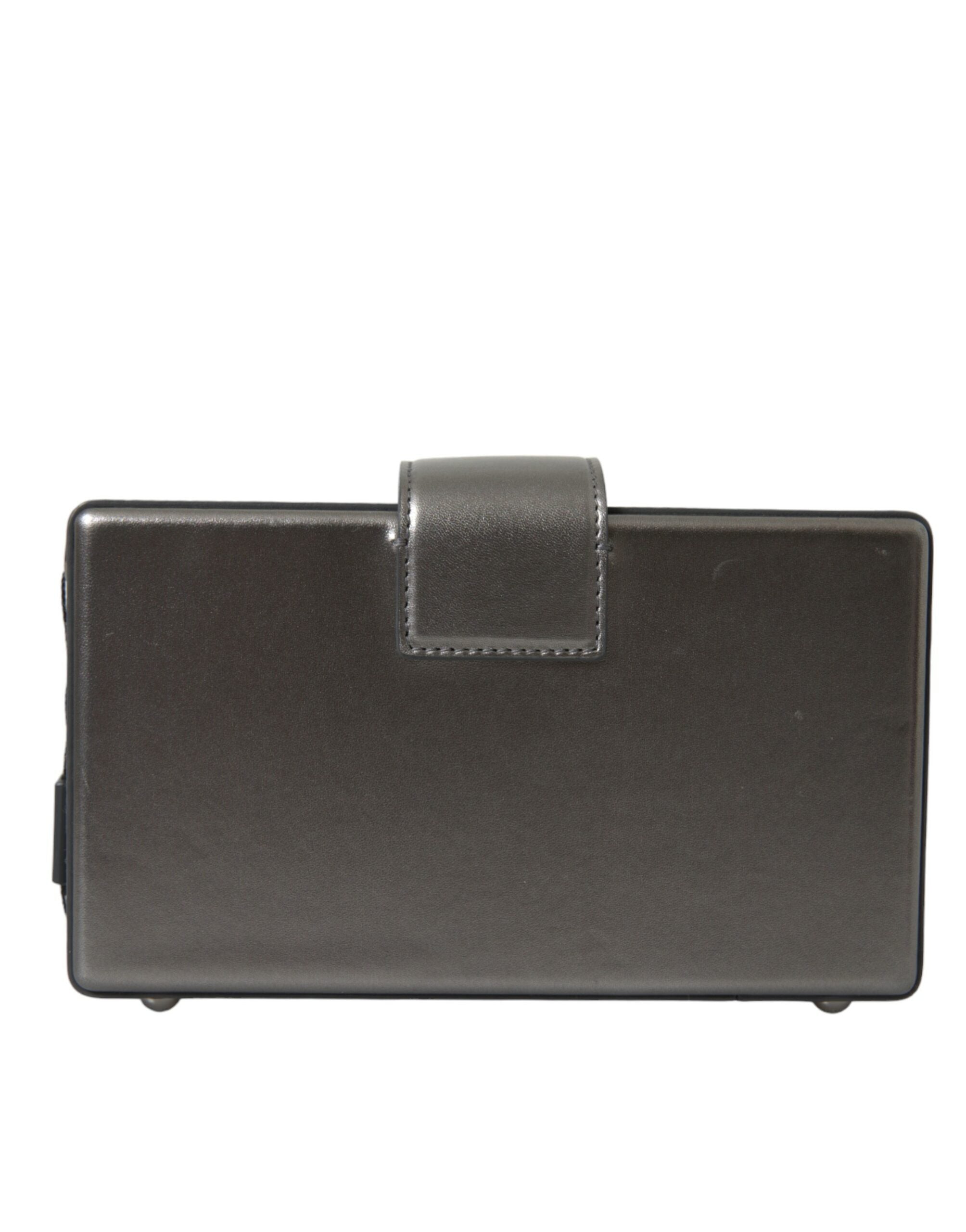 Dolce & Gabbana Metallic Gray Calfskin Leather DG BOX Shoulder Bag - Lusso Punto