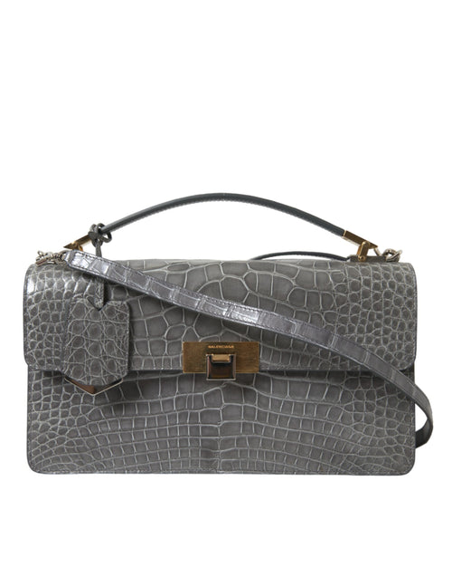 Balenciaga Gray Exotic Leather Medium Shoulder Hand Purse Bag - Lusso Punto