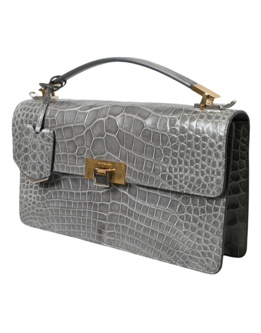 Balenciaga Gray Exotic Leather Medium Shoulder Hand Purse Bag - Lusso Punto