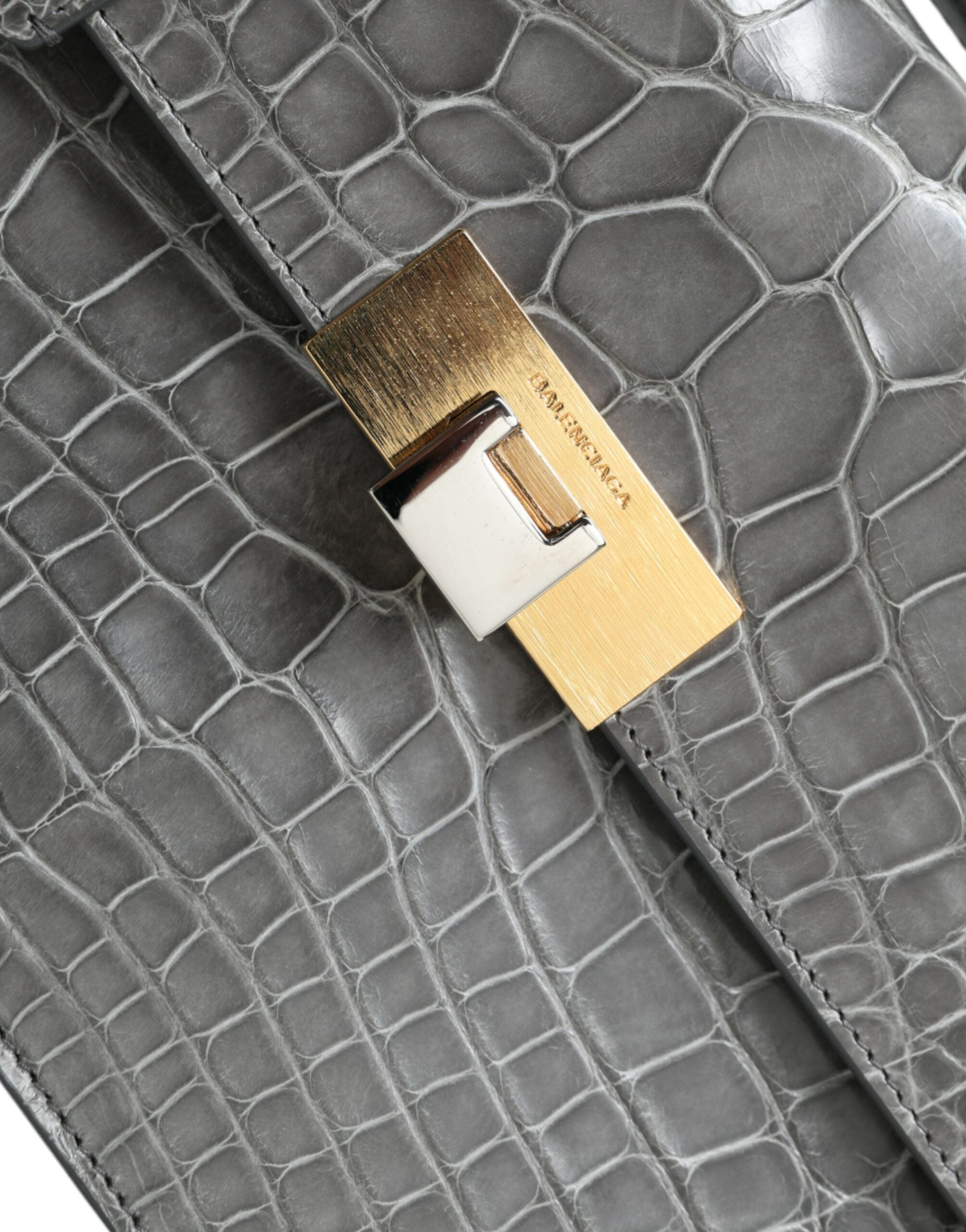 Balenciaga Gray Exotic Leather Medium Shoulder Hand Purse Bag - Lusso Punto