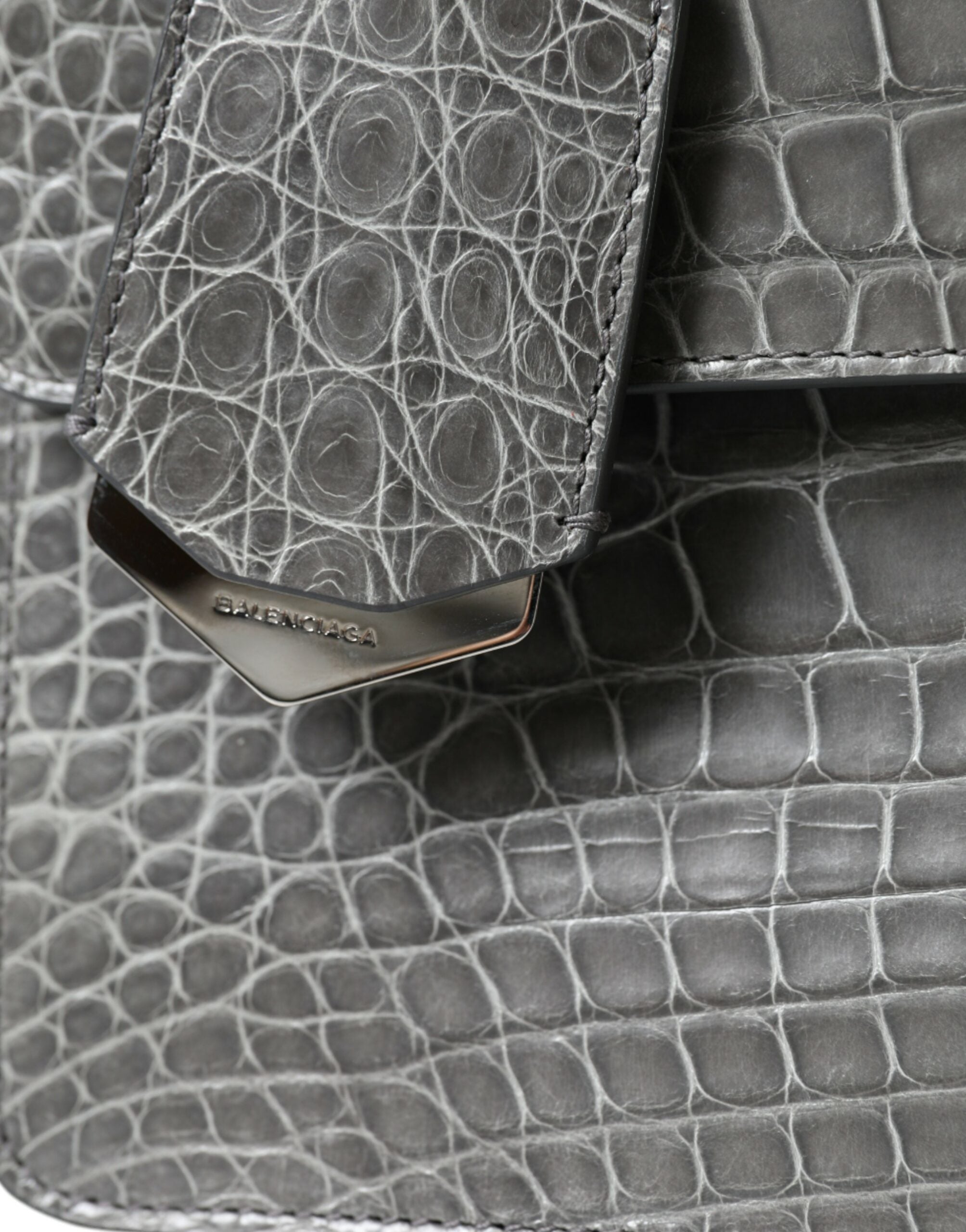 Balenciaga Gray Exotic Leather Medium Shoulder Hand Purse Bag - Lusso Punto