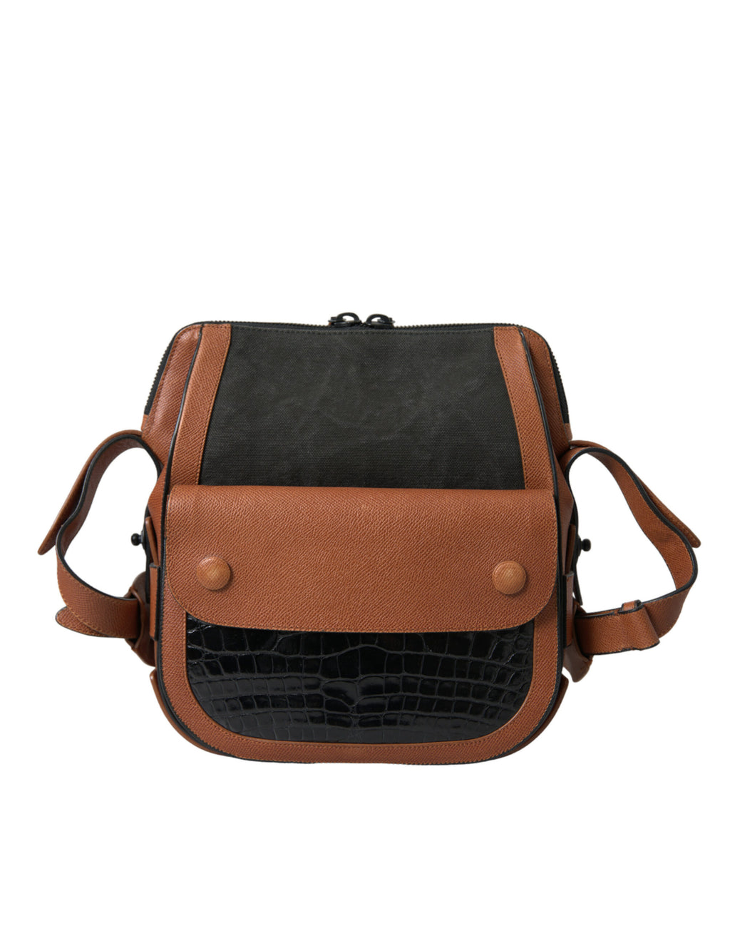 Balenciaga Black Brown Exotic Skin Leather Vertical Crossbody Purse Bag - Lusso Punto