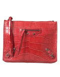 Balenciaga Red Exotic Skin Leather Classic Pouch Purse Wristlet Bag - Lusso Punto