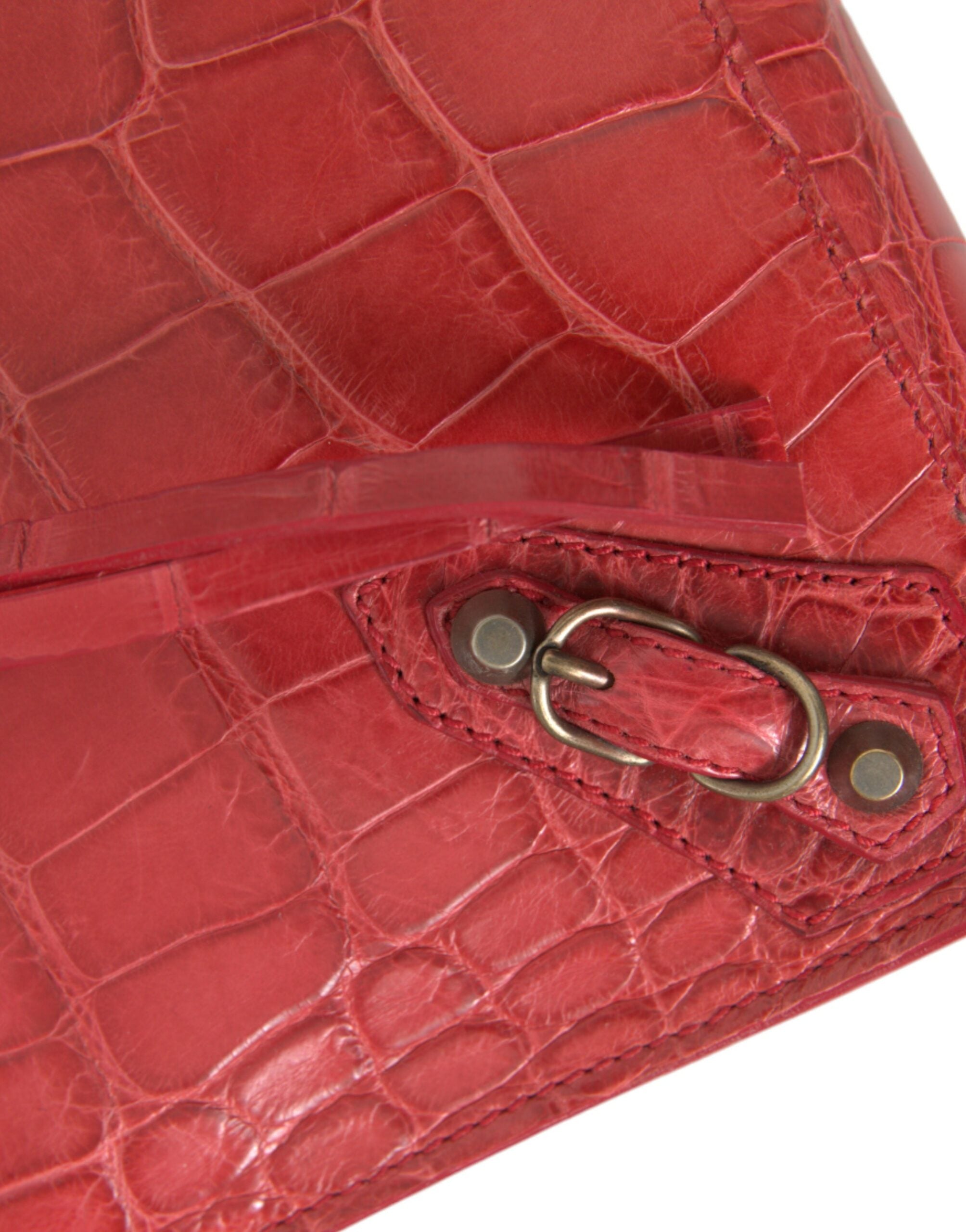 Balenciaga Red Exotic Skin Leather Classic Pouch Purse Wristlet Bag - Lusso Punto