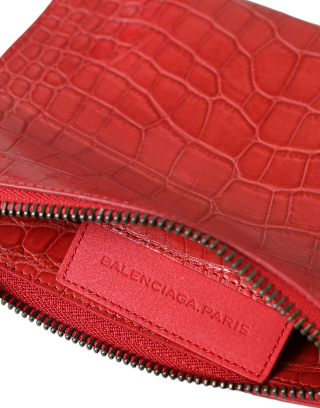 Balenciaga Red Exotic Skin Leather Classic Pouch Purse Wristlet Bag - Lusso Punto