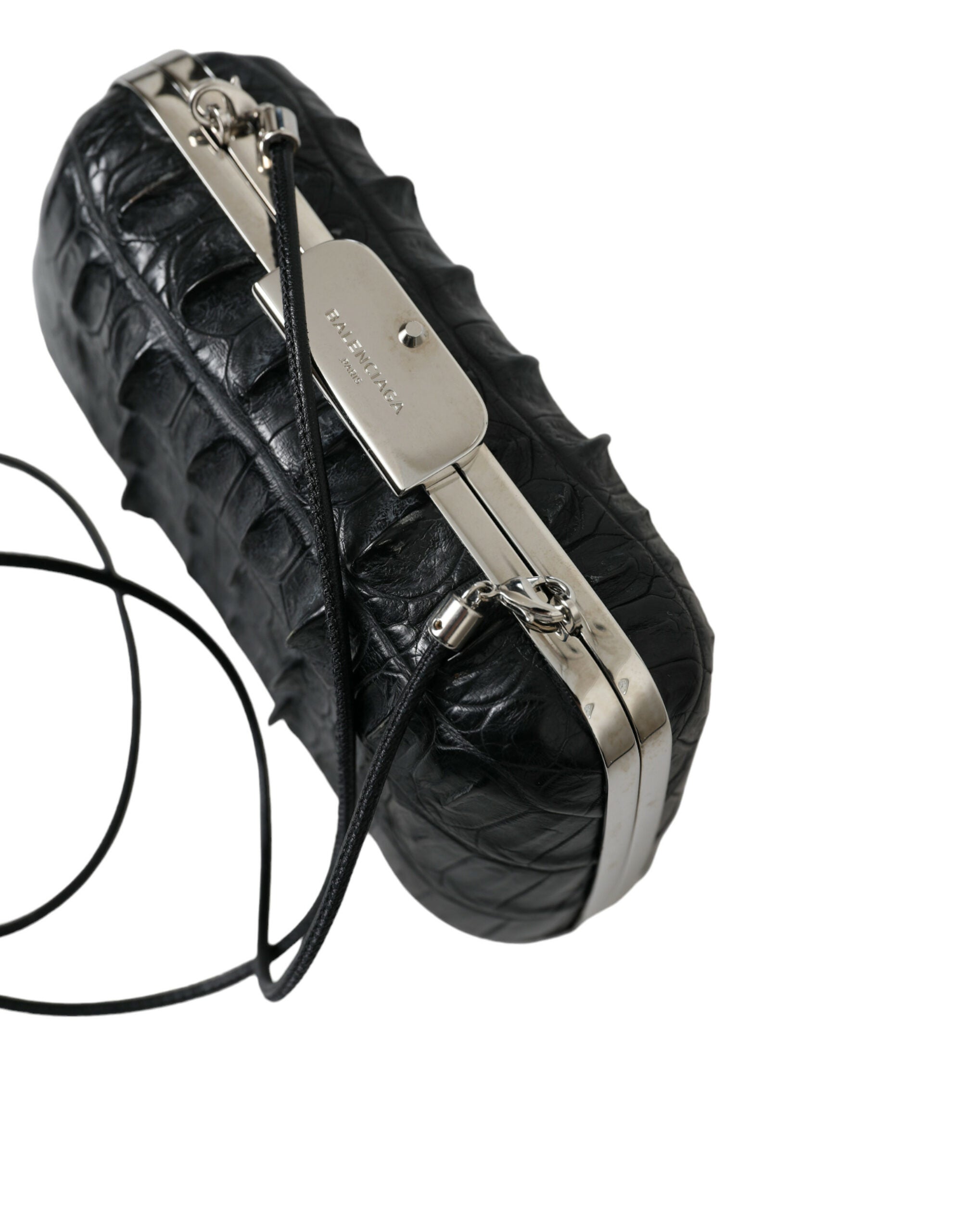 Balenciaga Black Exotic Skin Leather Shoulder Crossbody Box Clutch Bag - Lusso Punto