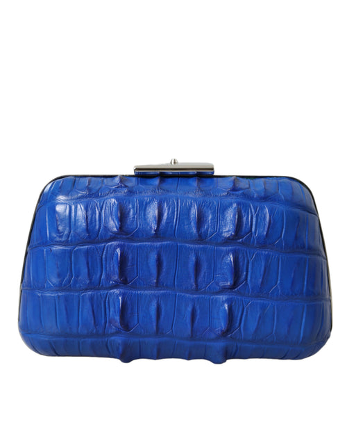 Balenciaga Blue Exotic Skin Leather Shoulder Crossbody Box Clutch Bag - Lusso Punto