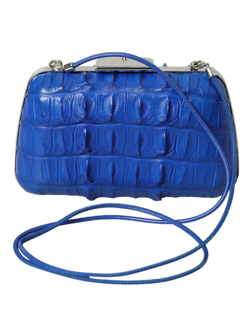 Balenciaga Blue Exotic Skin Leather Shoulder Crossbody Box Clutch Bag - Lusso Punto