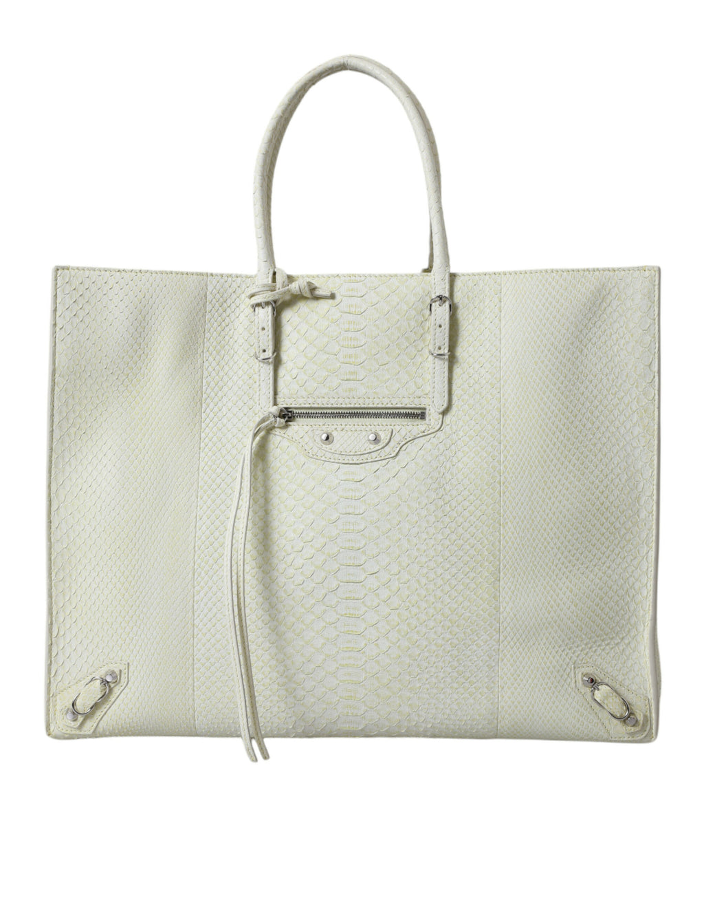Balenciaga White Yellow Exotic Skin Leather Shopping Tote PAPIER Bag - Lusso Punto