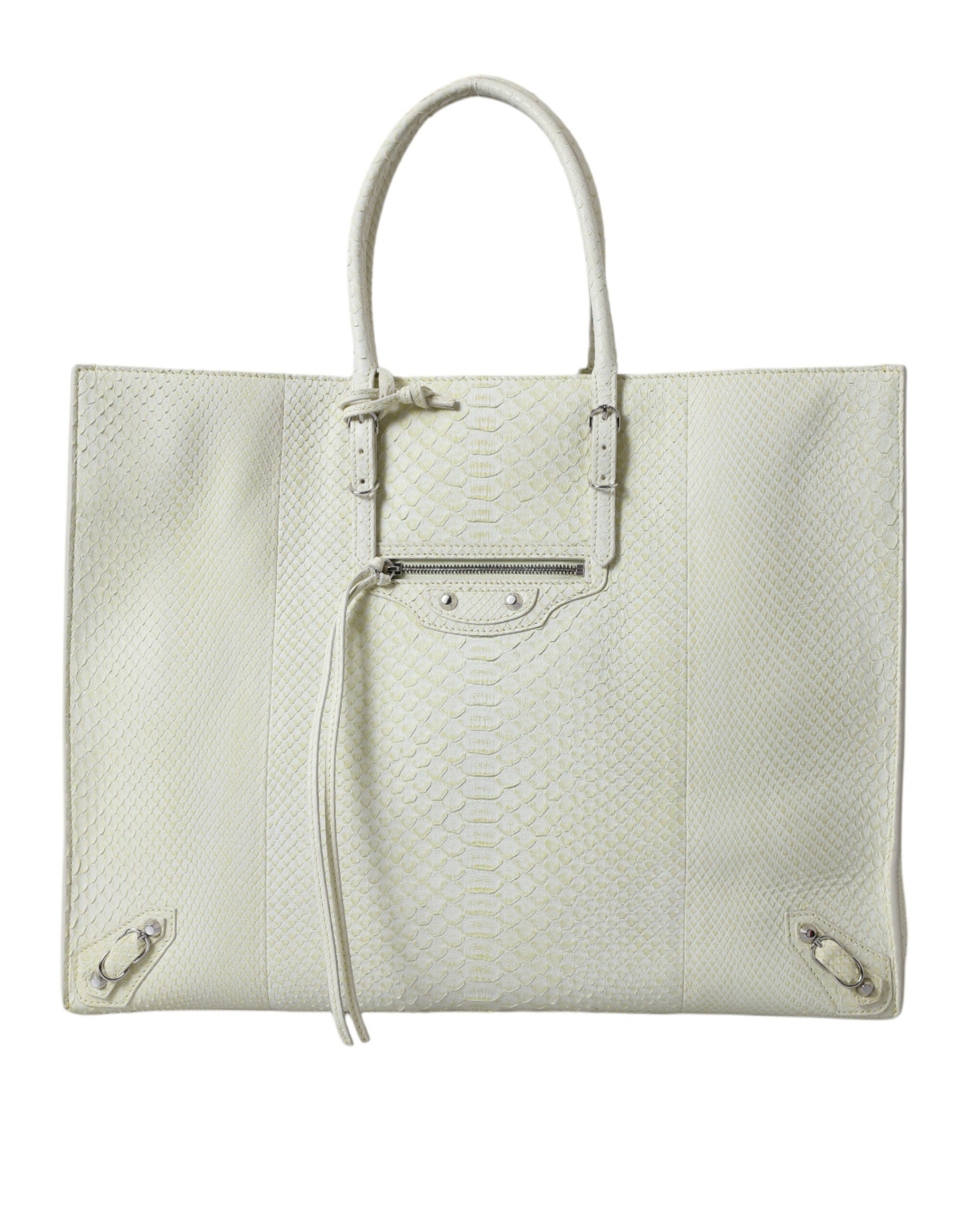 Balenciaga White Yellow Exotic Skin Leather Shopping Tote PAPIER Bag - Lusso Punto