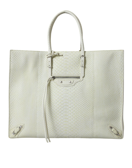 Balenciaga White Yellow Exotic Skin Leather Shopping Tote PAPIER Bag - Lusso Punto