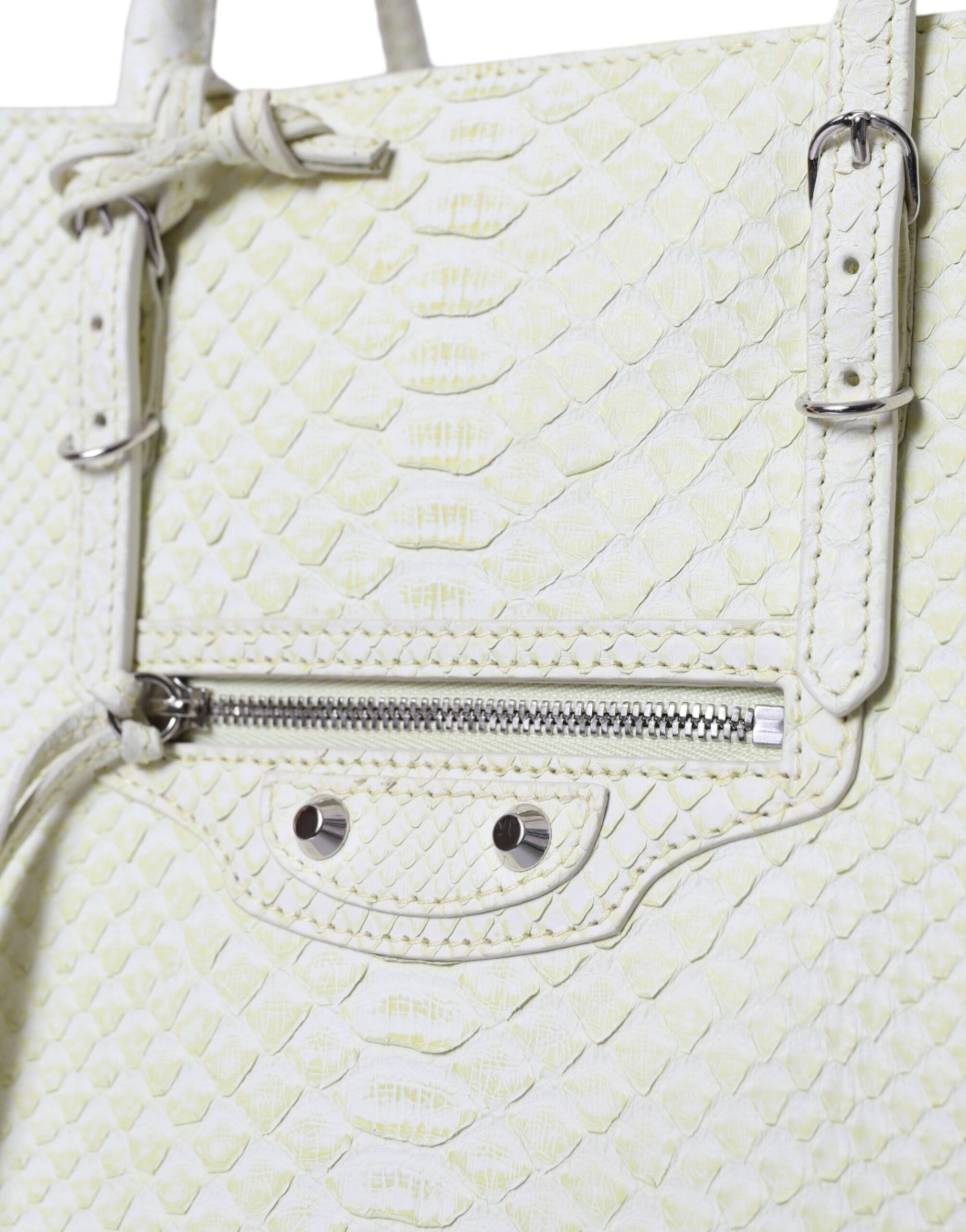 Balenciaga White Yellow Exotic Skin Leather Shopping Tote PAPIER Bag - Lusso Punto