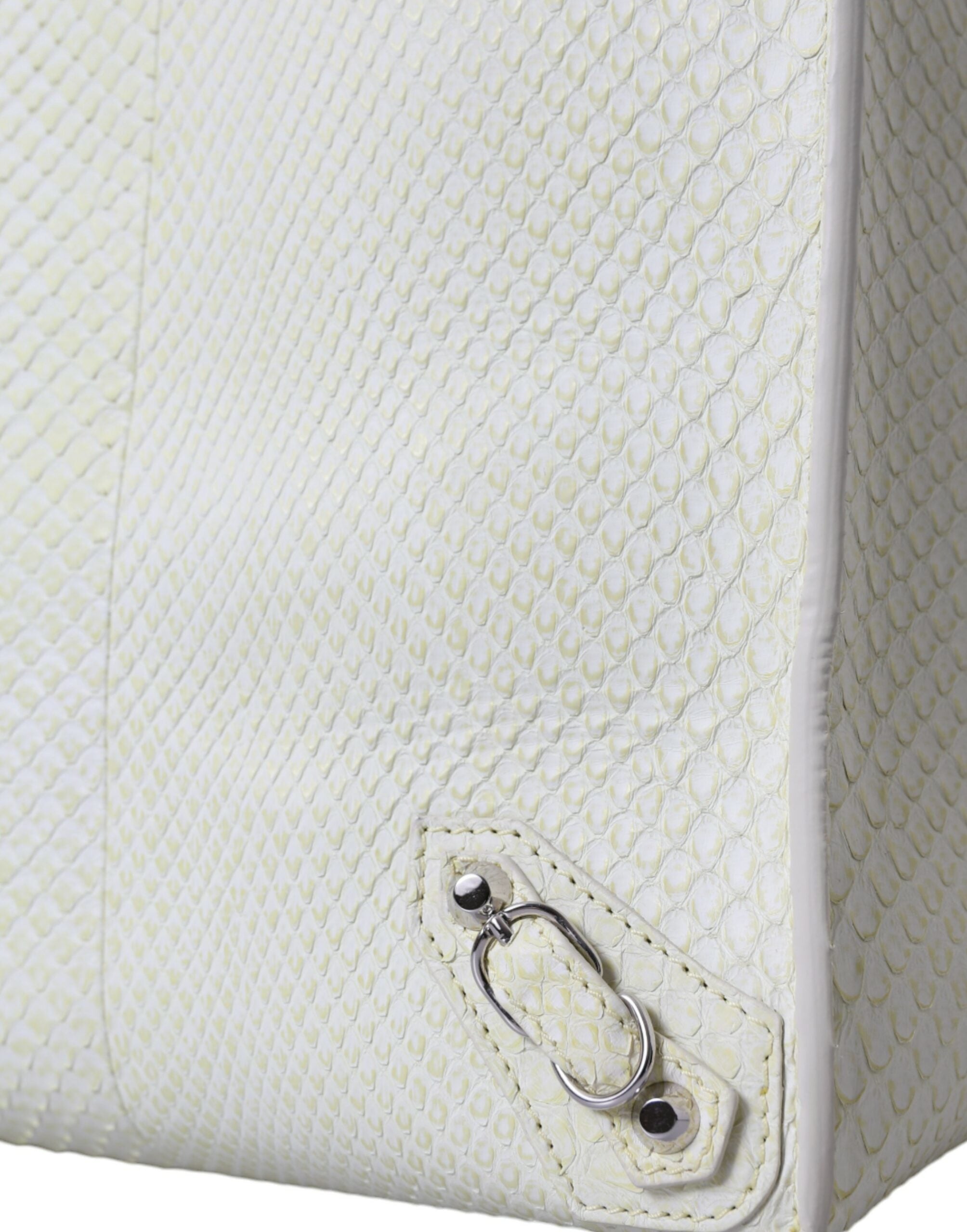 Balenciaga White Yellow Exotic Skin Leather Shopping Tote PAPIER Bag - Lusso Punto