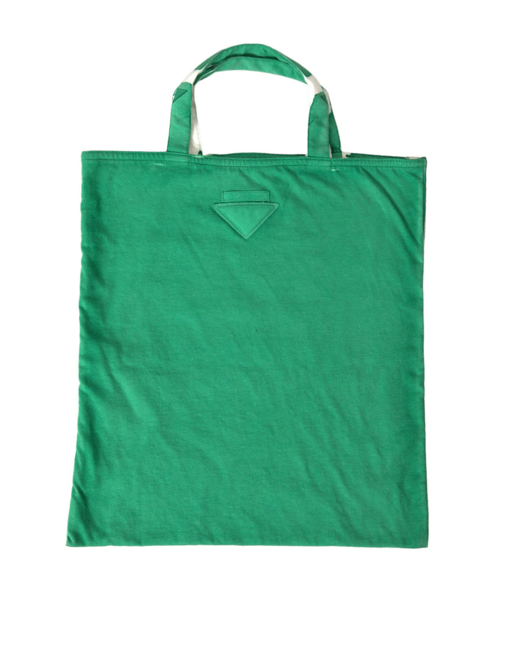 Prada Green Jersey Fabric Logo Shoulder Shopping Tote Shopping Bag - Lusso Punto