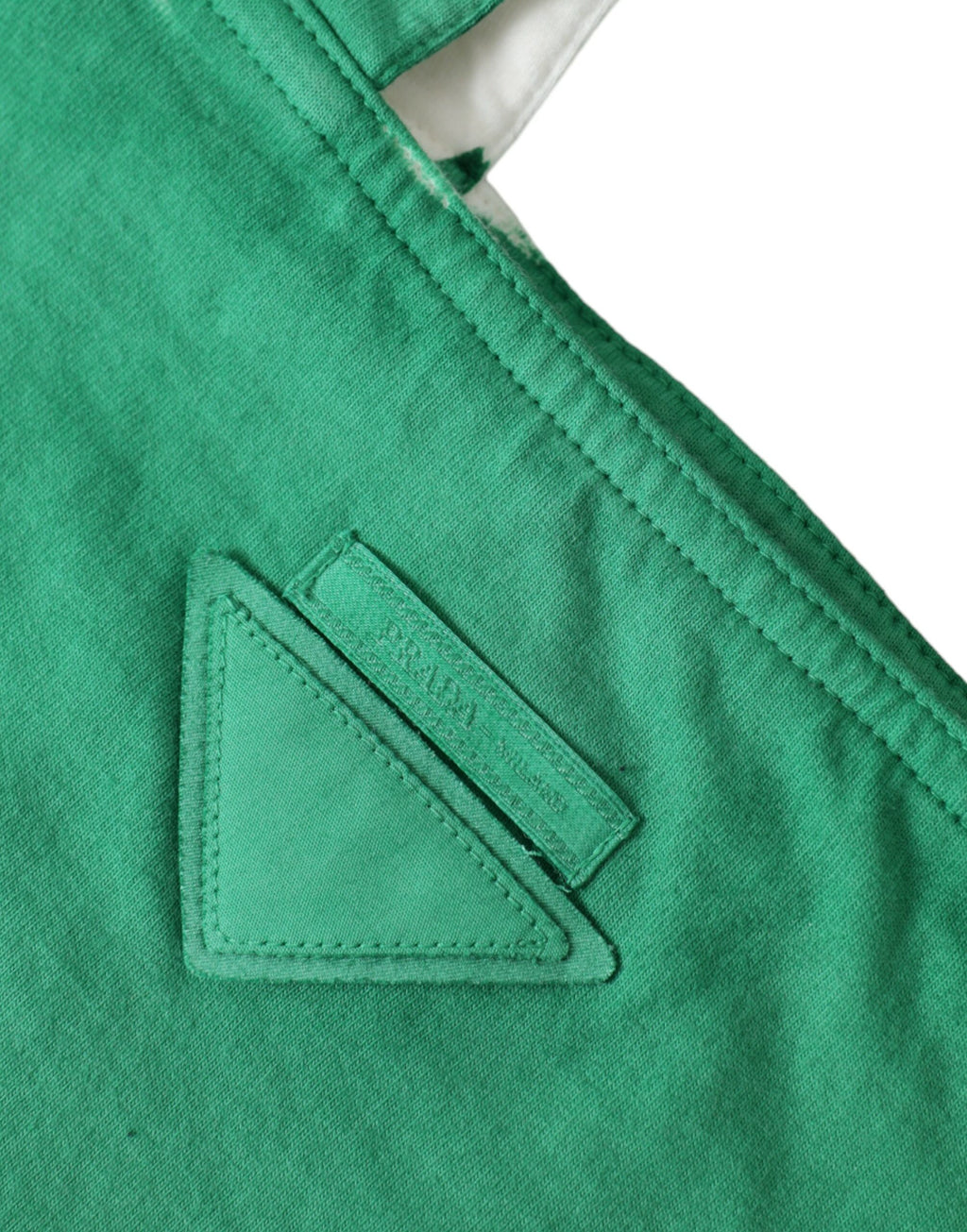 Prada Green Jersey Fabric Logo Shoulder Shopping Tote Shopping Bag - Lusso Punto