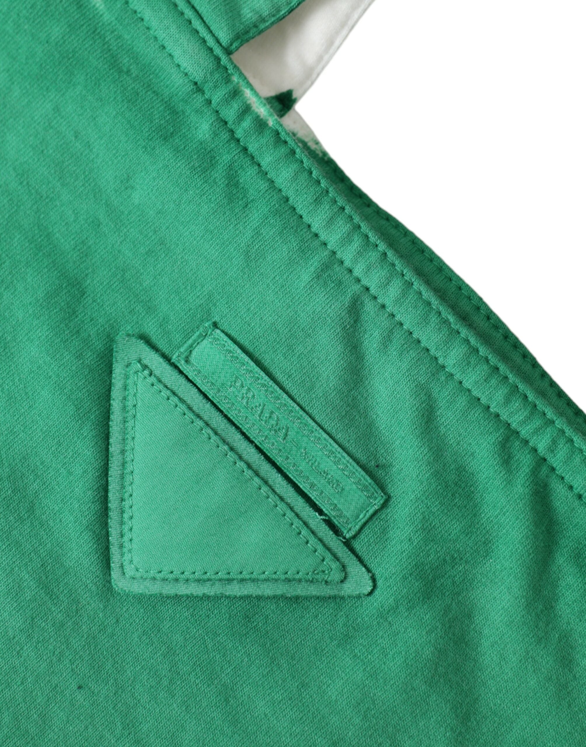 Prada Green Jersey Fabric Logo Shoulder Shopping Tote Shopping Bag - Lusso Punto