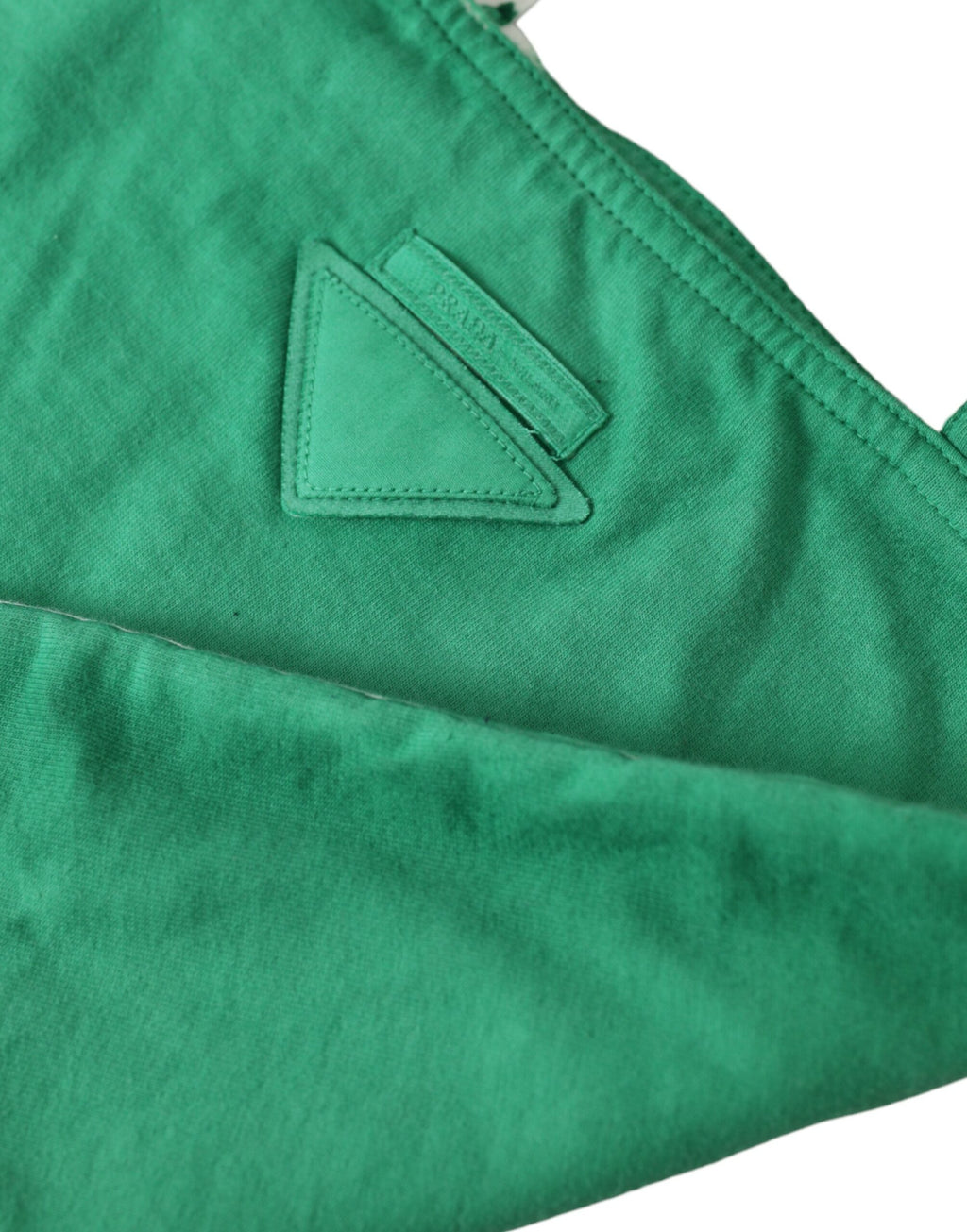 Prada Green Jersey Fabric Logo Shoulder Shopping Tote Shopping Bag - Lusso Punto