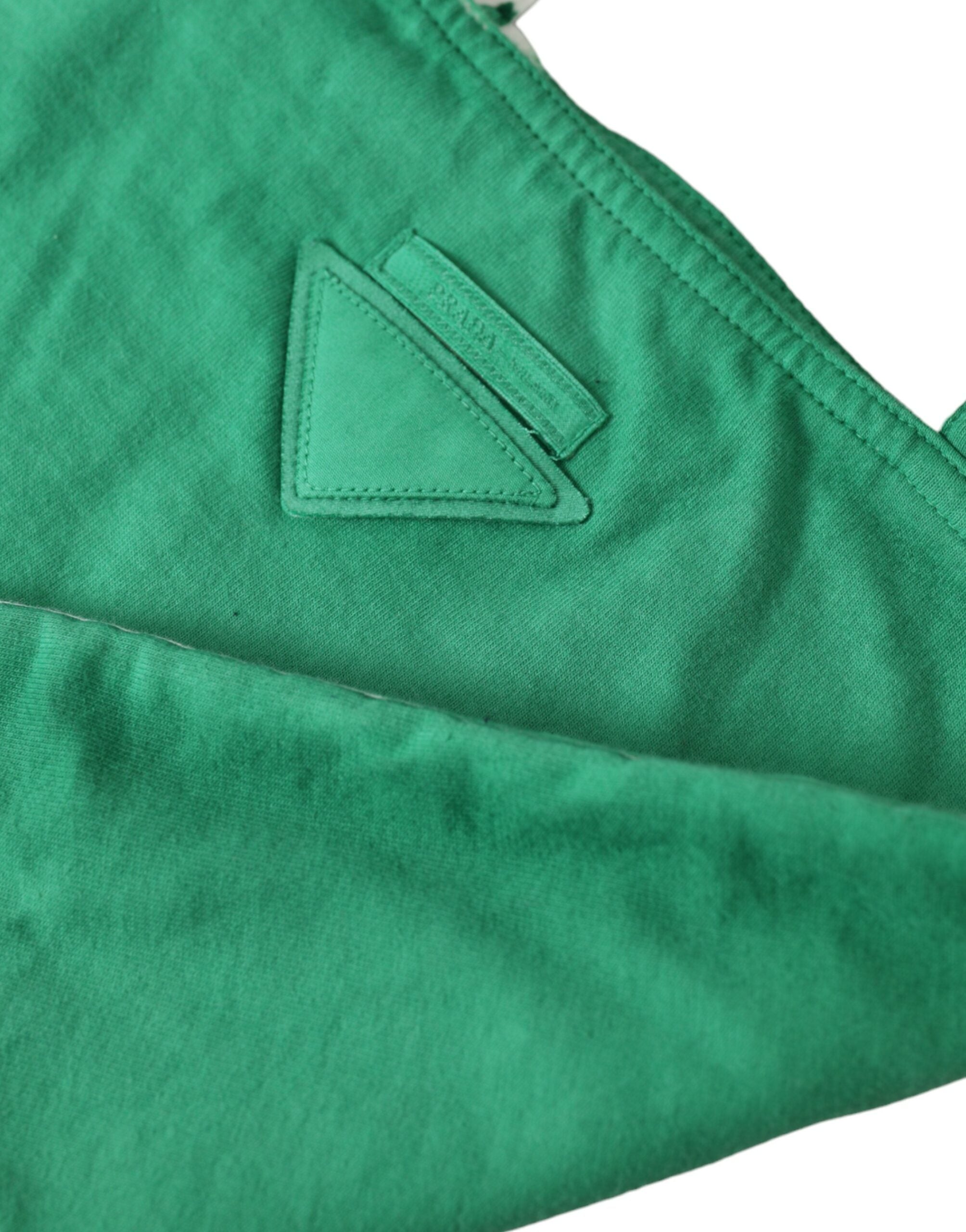 Prada Green Jersey Fabric Logo Shoulder Shopping Tote Shopping Bag - Lusso Punto