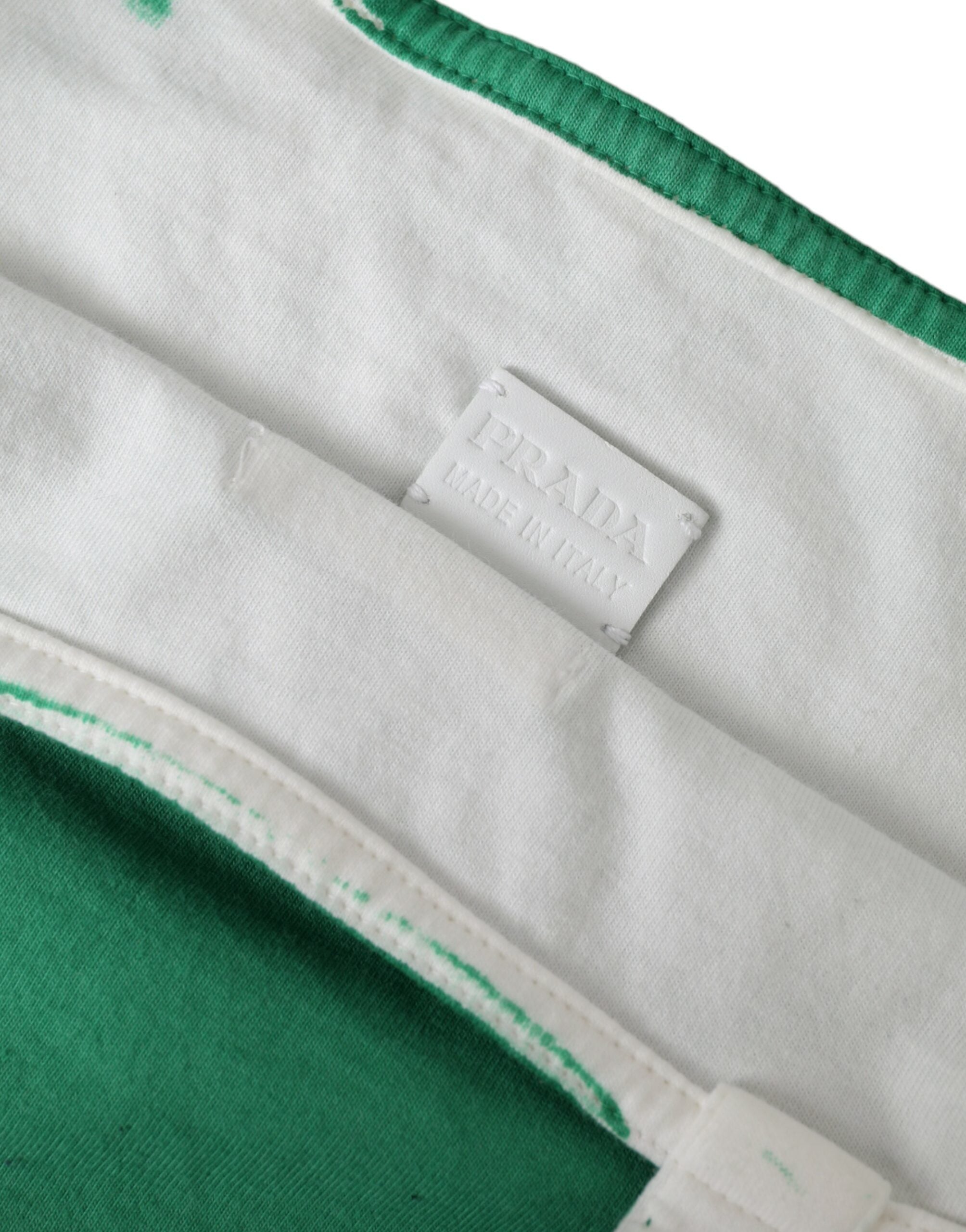 Prada Green Jersey Fabric Logo Shoulder Shopping Tote Shopping Bag - Lusso Punto