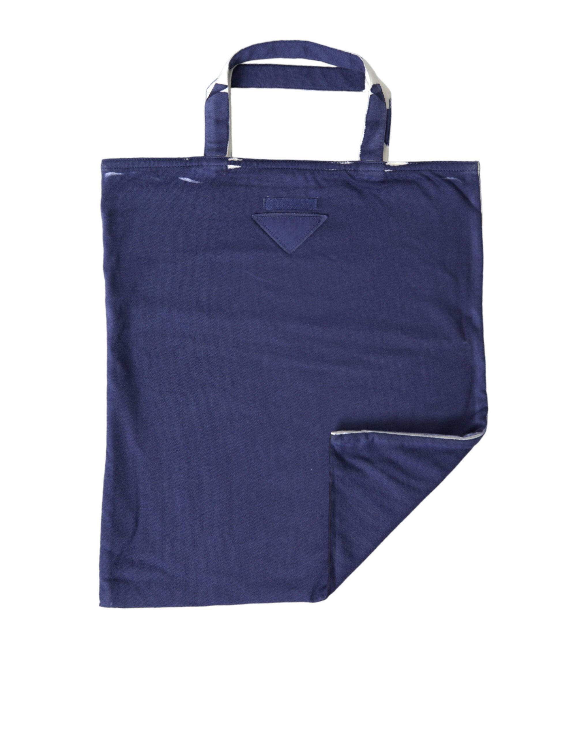 Prada Blue Jersey Fabric Logo Shoulder Shopping Tote Shopping Bag - Lusso Punto