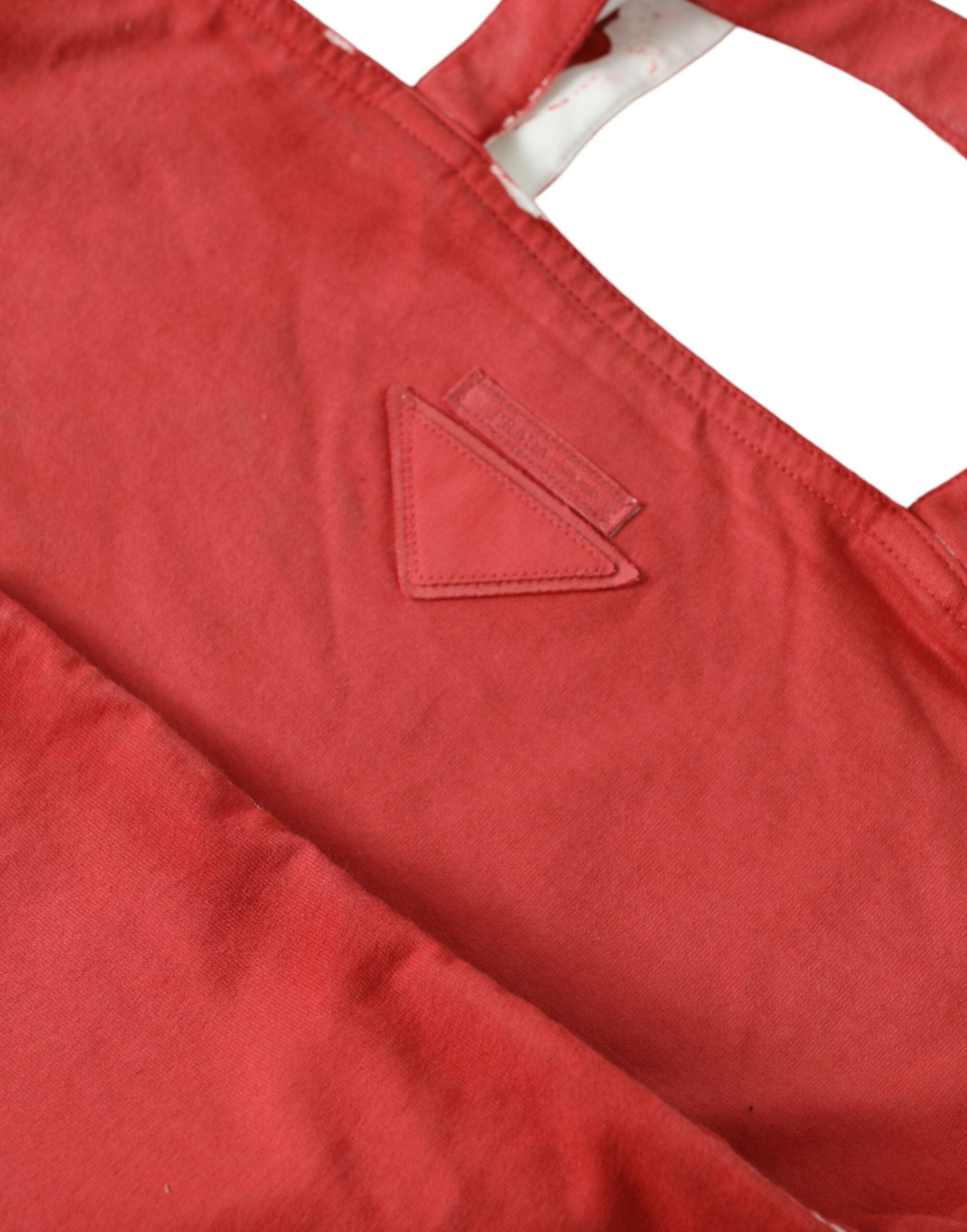Prada Red Jersey Fabric Logo Shoulder Shopping Tote Bag - Lusso Punto