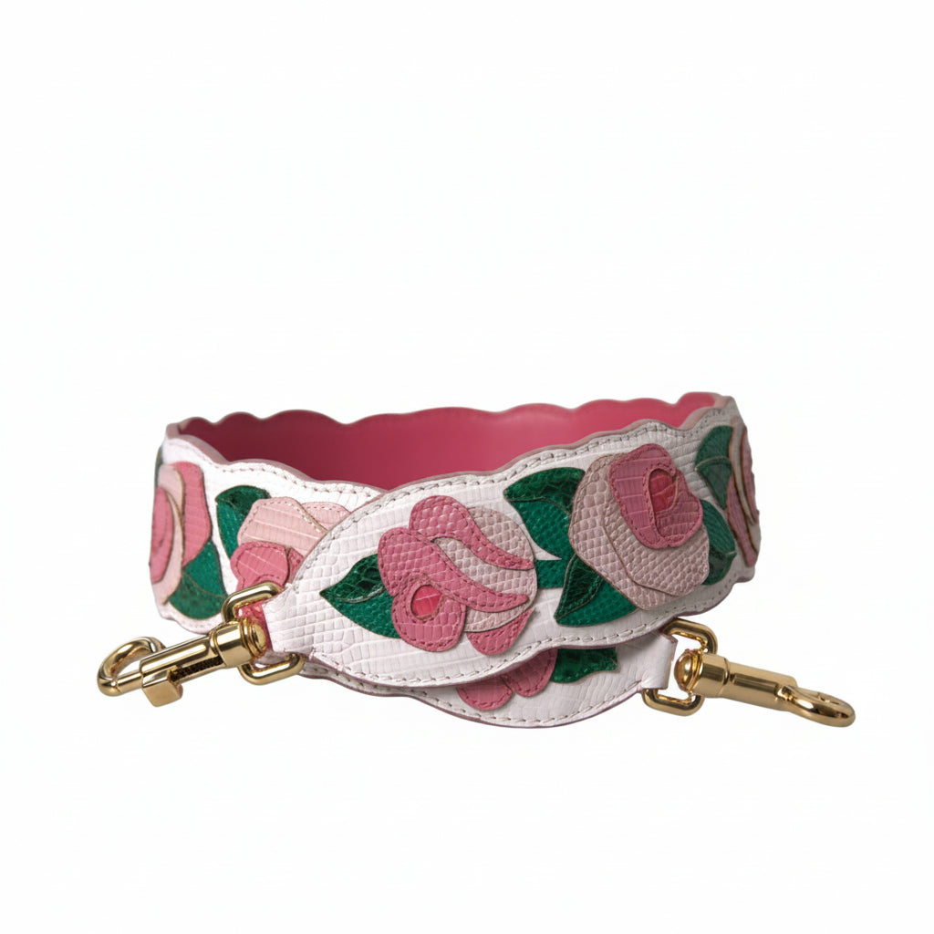 Dolce & Gabbana White Floral Leather Accessory Shoulder Strap - Lusso Punto