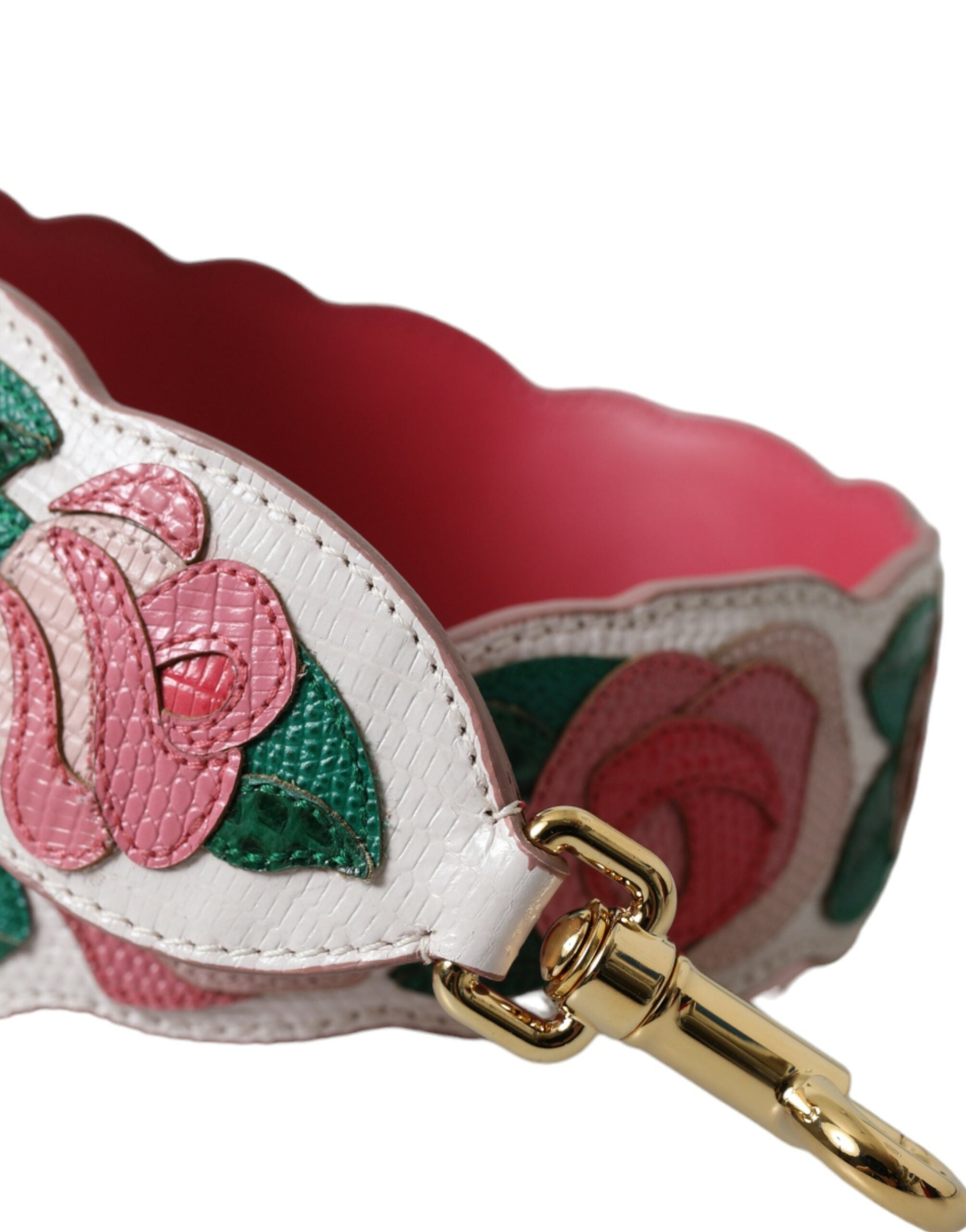 Dolce & Gabbana White Floral Leather Accessory Shoulder Strap - Lusso Punto