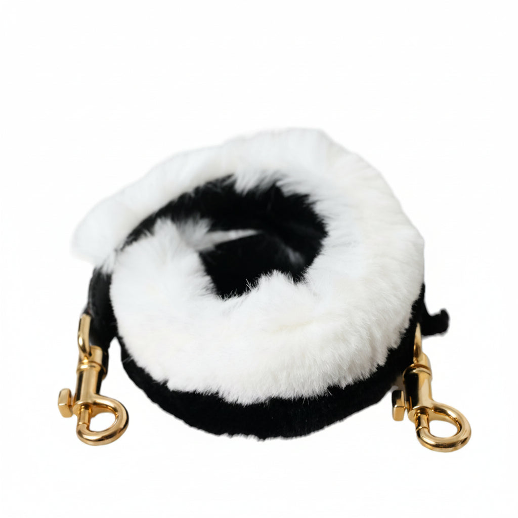 Dolce & Gabbana Black White Lapin Fur Accessory Shoulder Strap - Lusso Punto