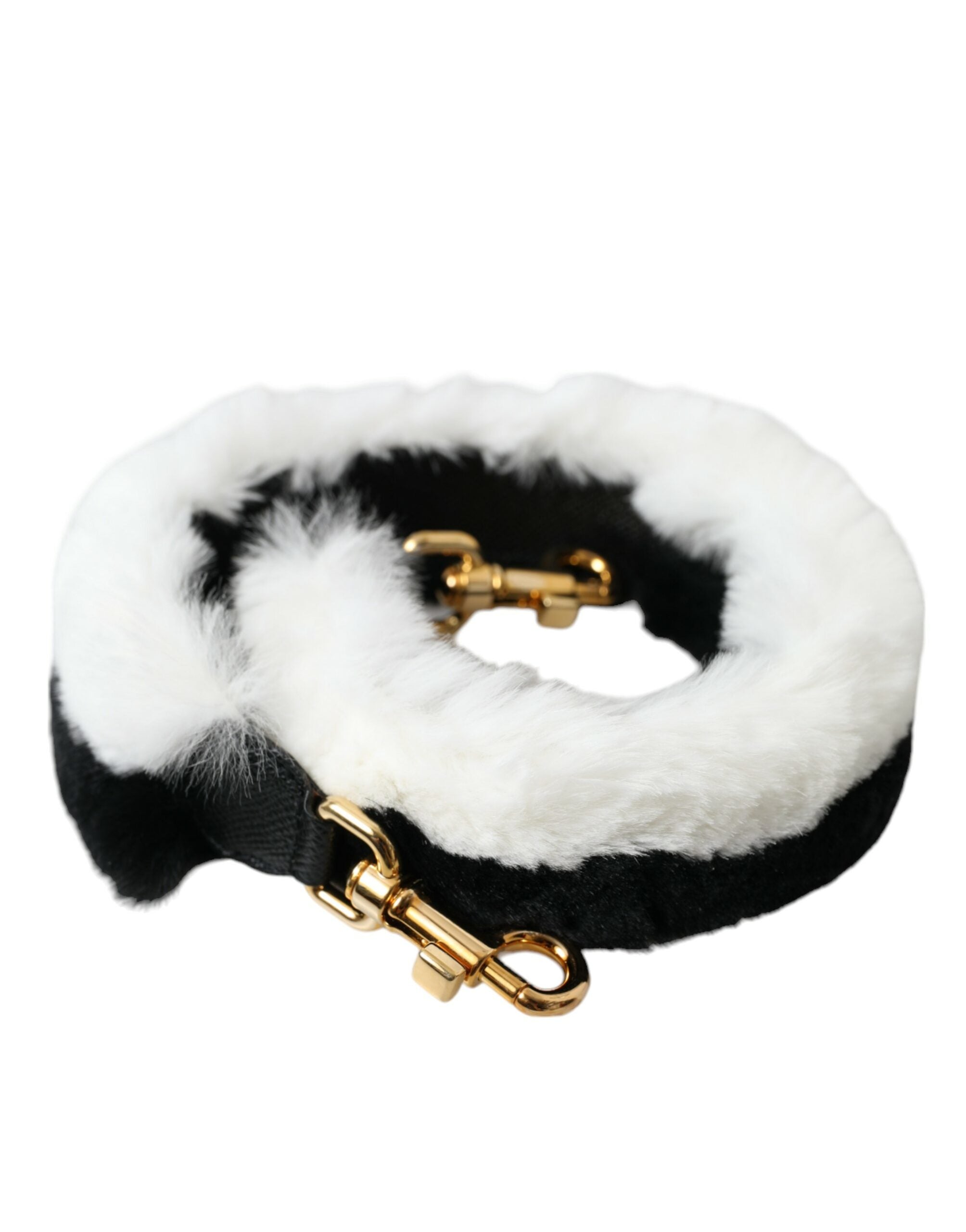Dolce & Gabbana Black White Lapin Fur Accessory Shoulder Strap - Lusso Punto