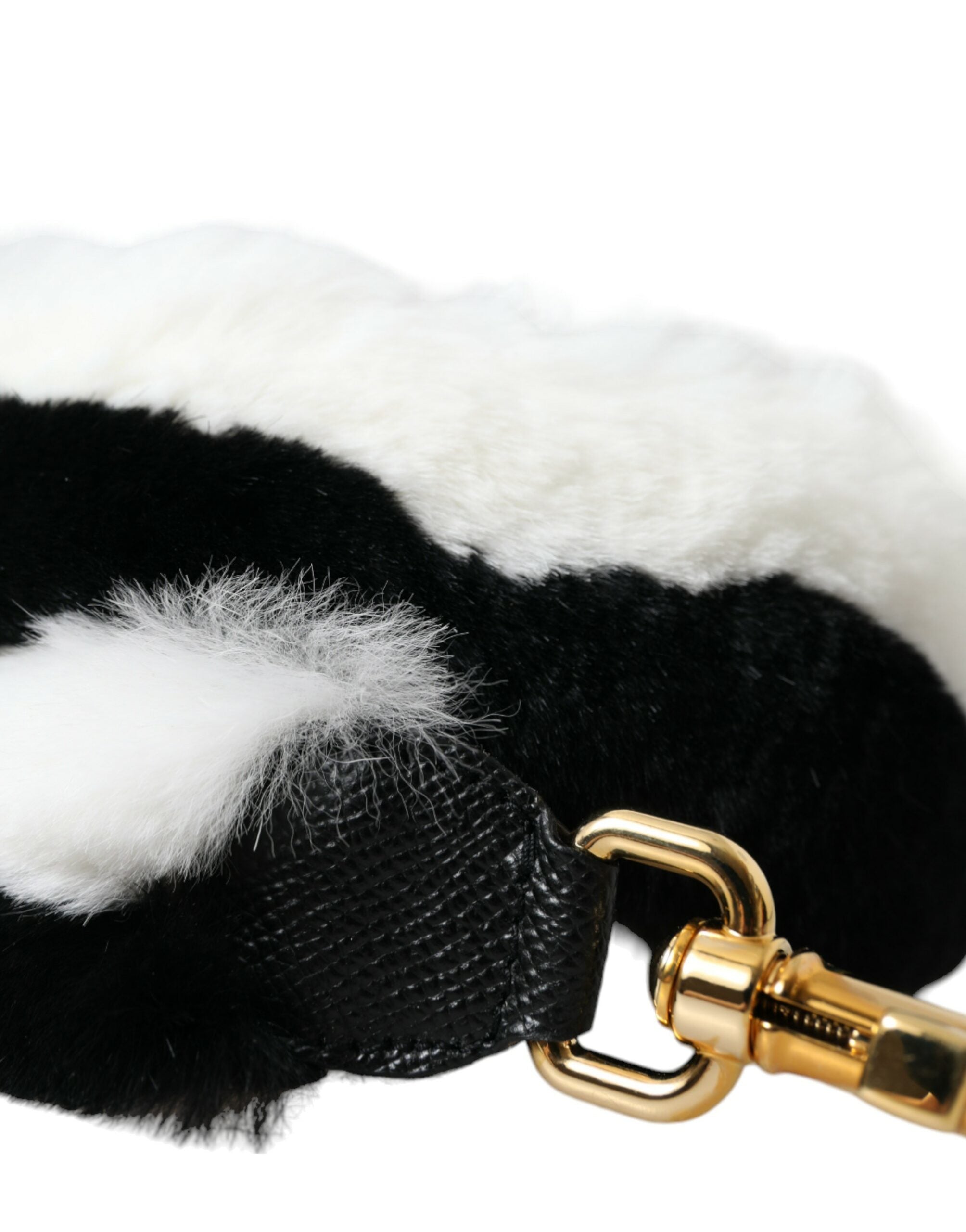 Dolce & Gabbana Black White Lapin Fur Accessory Shoulder Strap - Lusso Punto