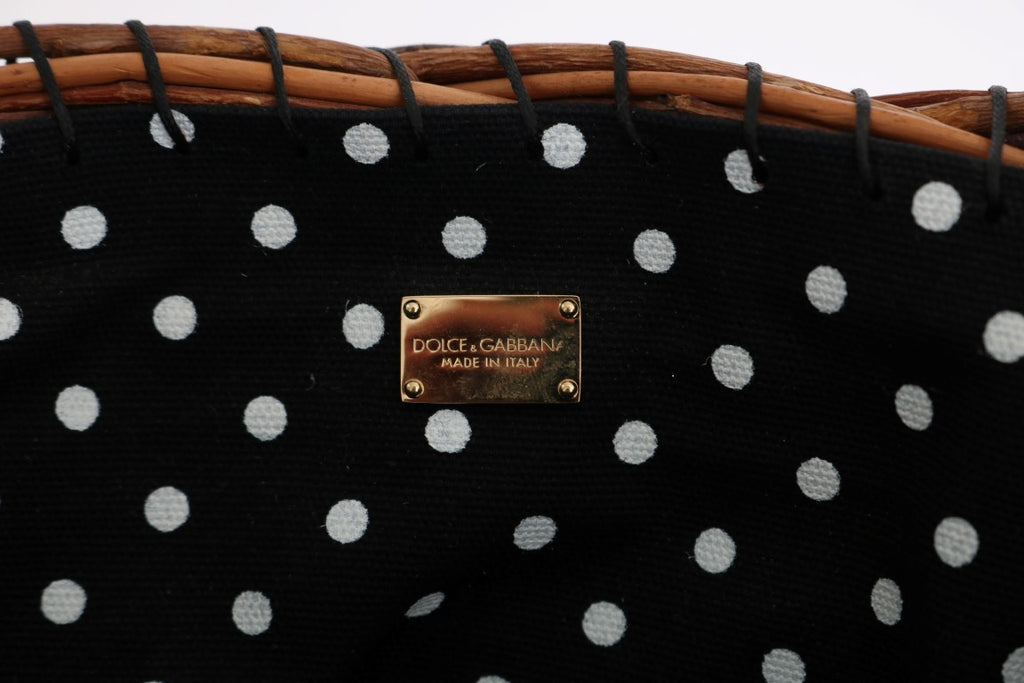 Dolce & Gabbana Beige Straw Snakeskin Pom Pom Crystal AGNESE Bag - Lusso Punto