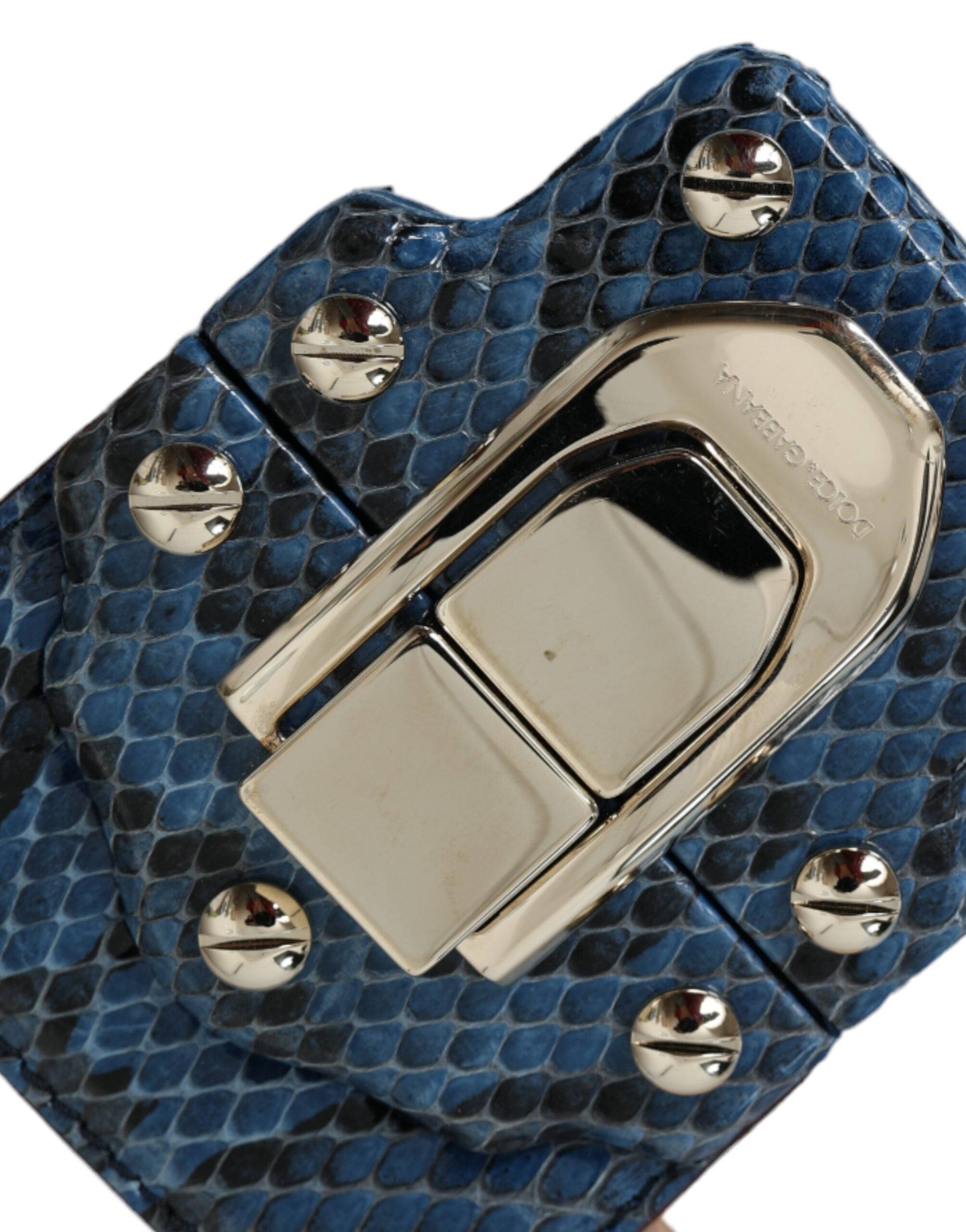 Dolce & Gabbana Blue Beige Exotic Leather LUCIA Crossbody Purse Bag - Lusso Punto
