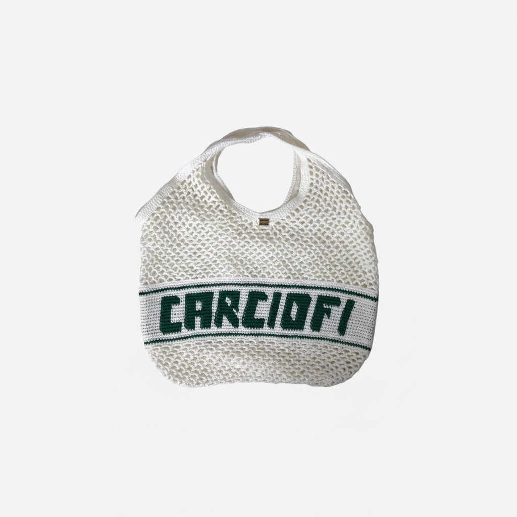 Dolce & Gabbana White Green Knitted Cotton Logo Shopping Tote Bag - Lusso Punto