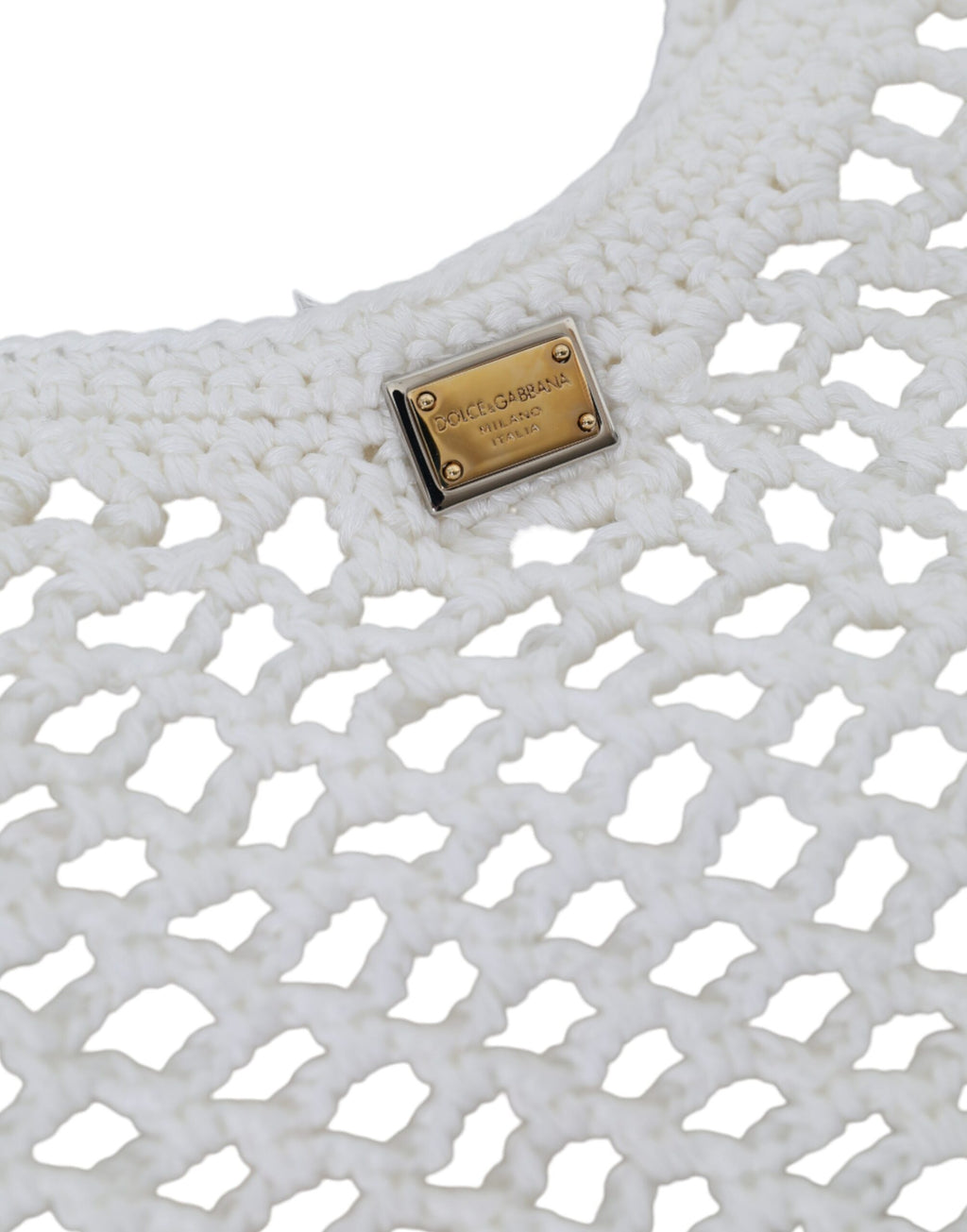 Dolce & Gabbana White Green Knitted Cotton Logo Shopping Tote Bag - Lusso Punto