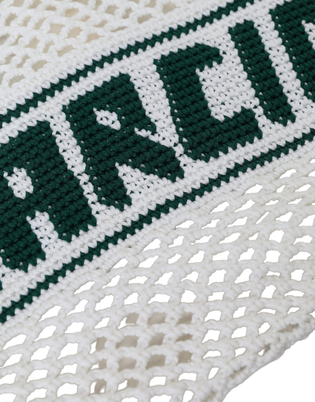Dolce & Gabbana White Green Knitted Cotton Logo Shopping Tote Bag - Lusso Punto