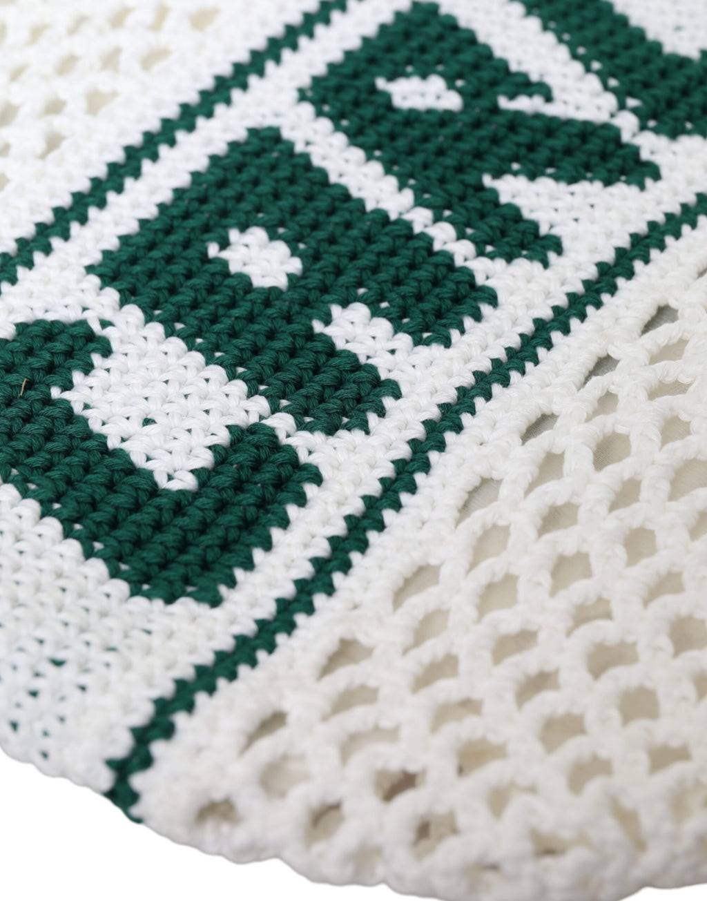 Dolce & Gabbana White Green Knitted Cotton Logo Shopping Tote Bag - Lusso Punto