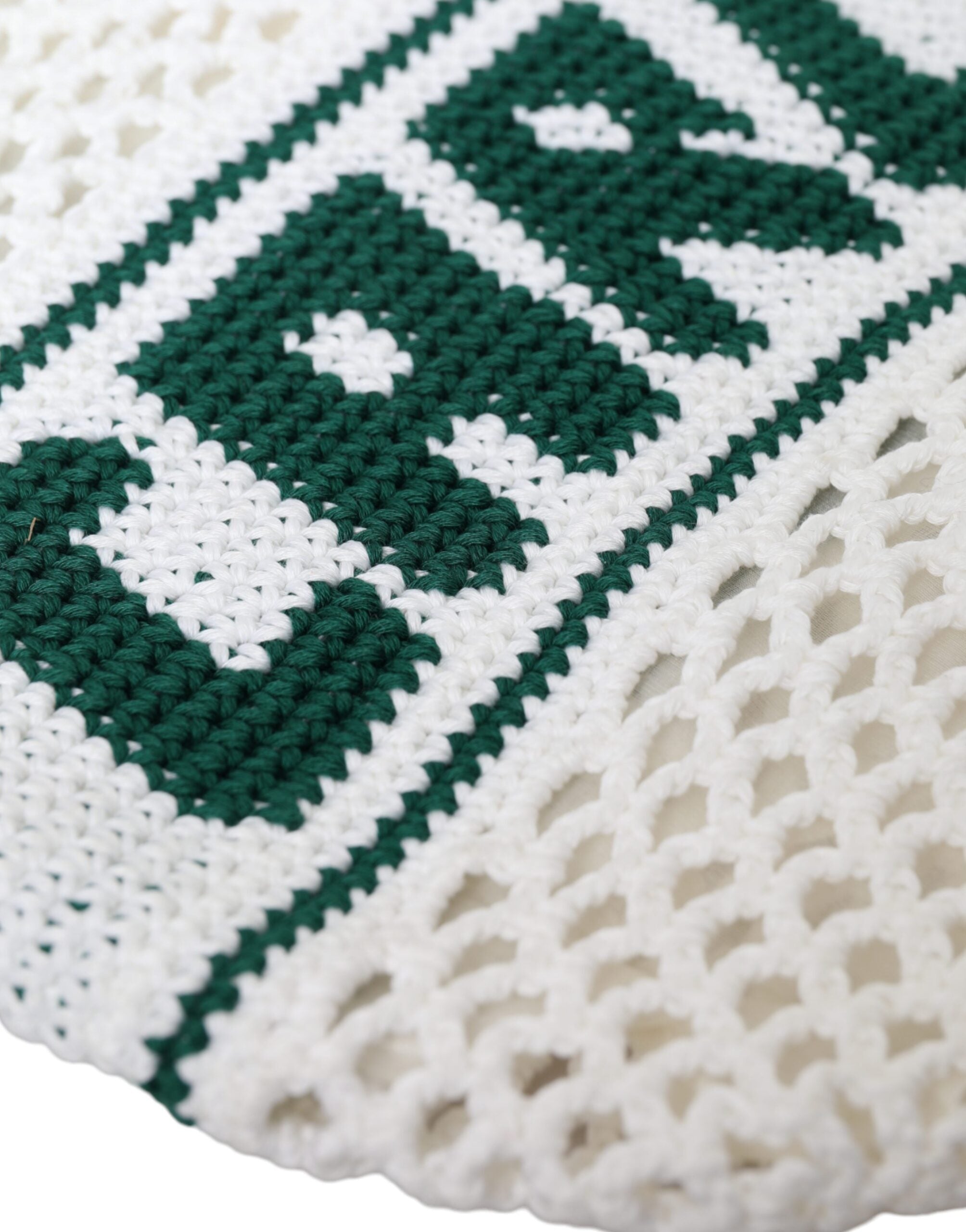 Dolce & Gabbana White Green Knitted Cotton Logo Shopping Tote Bag - Lusso Punto