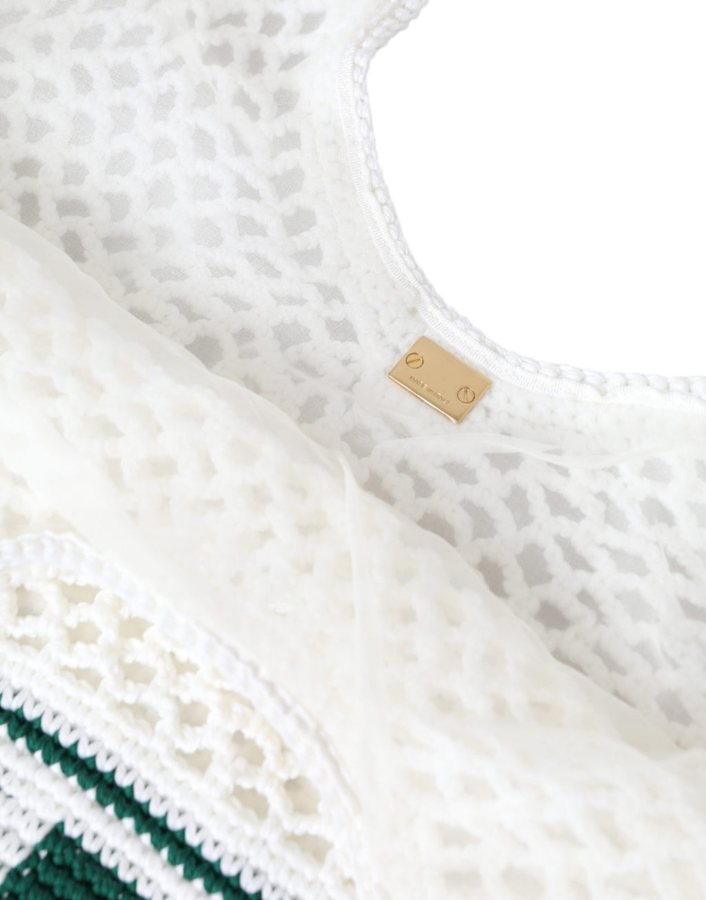Dolce & Gabbana White Green Knitted Cotton Logo Shopping Tote Bag - Lusso Punto