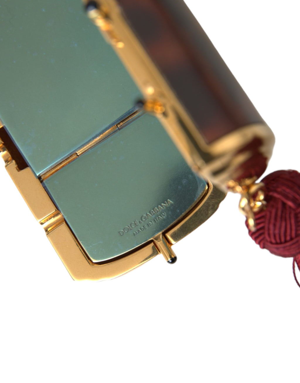 Dolce & Gabbana Brown Leopard Mini Mirror Tassel Make Up Holder Bag - Lusso Punto
